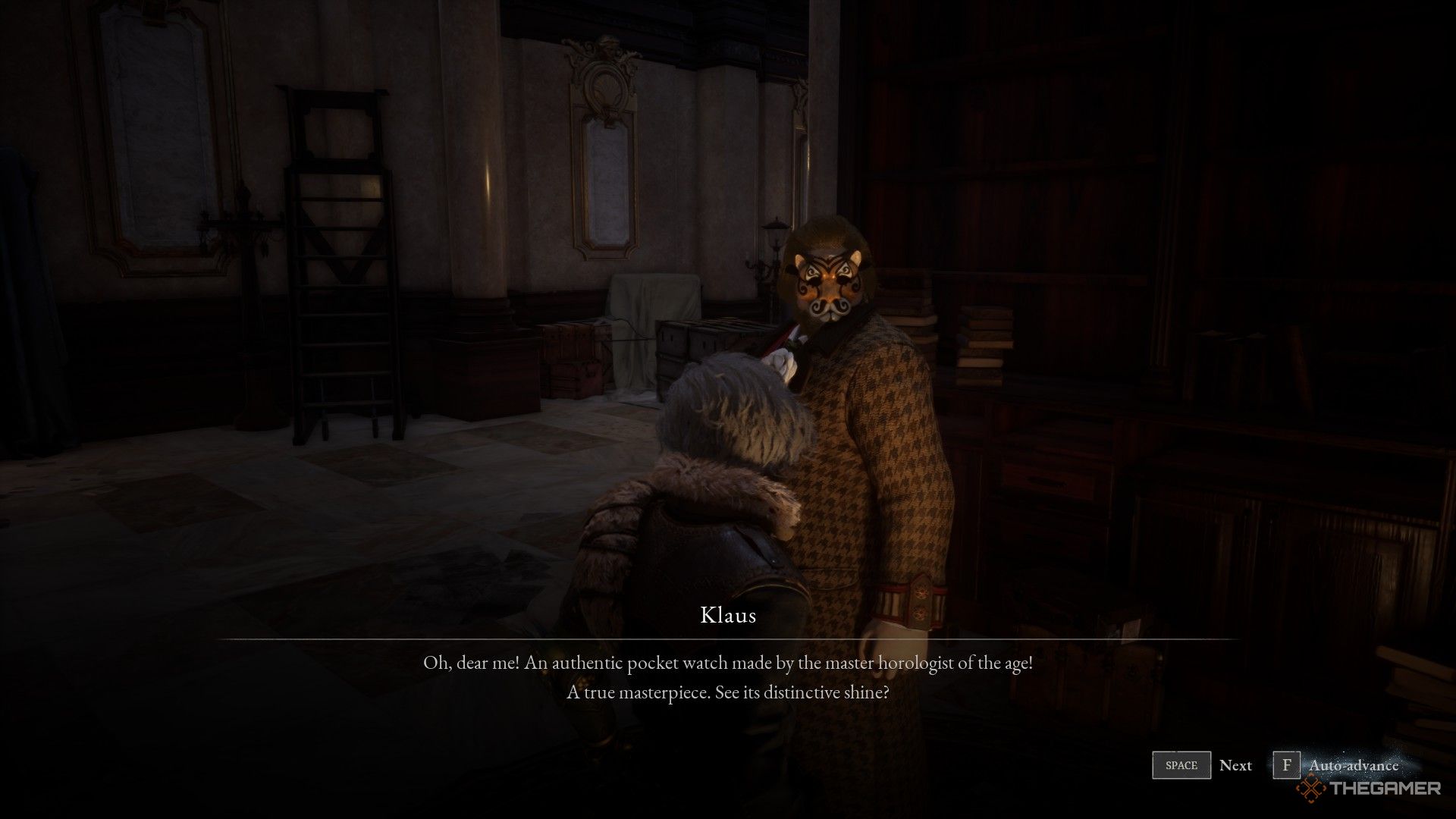 Klaus reacts to the player having the Meister's Pocket Watch in their inventory in Lies of P: Overture.
