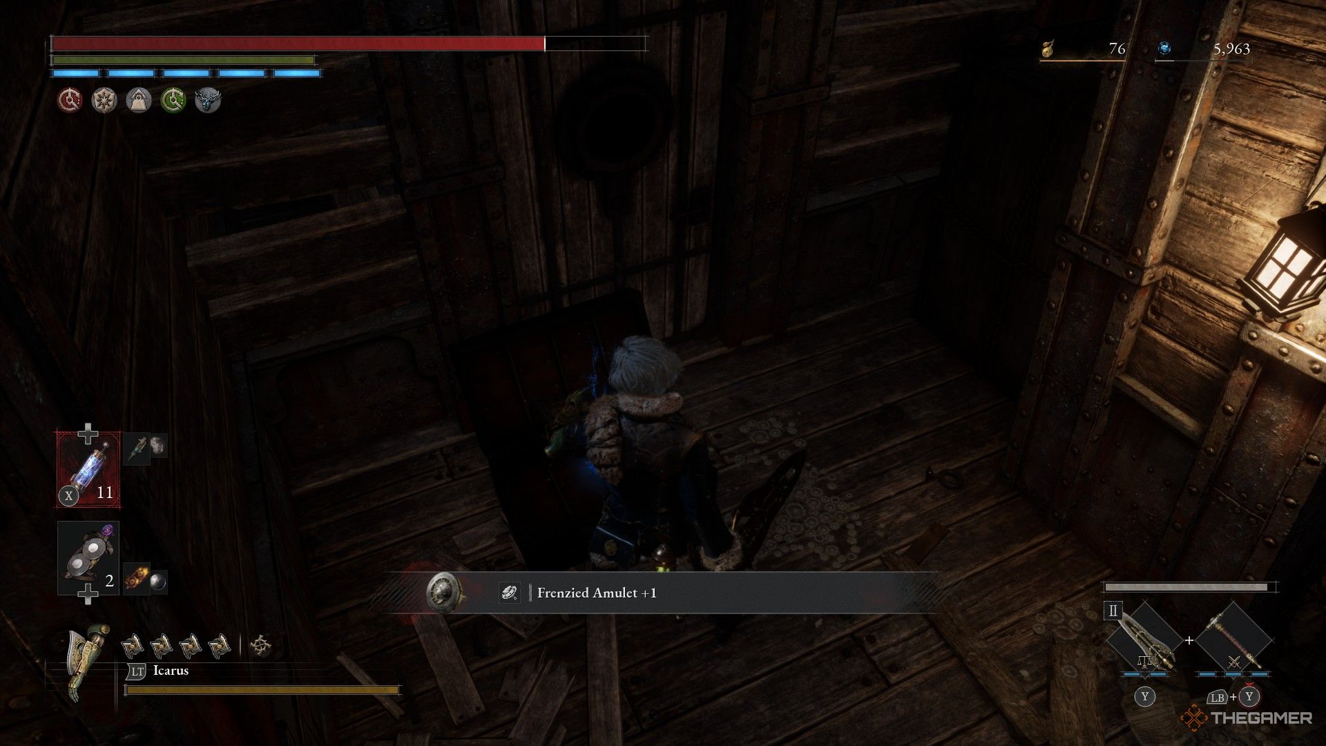 Player receives the Frenzied Amulet +1 inside the broken ship in Lies of P: Overture.