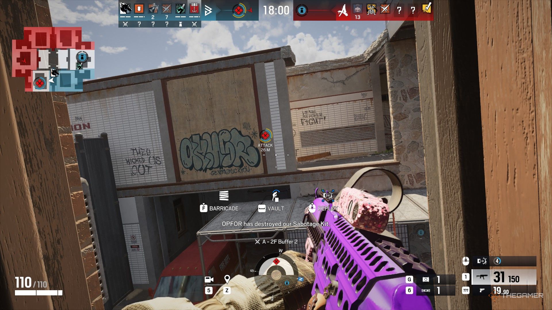 Rainbow a player pointing gun of XESS X.