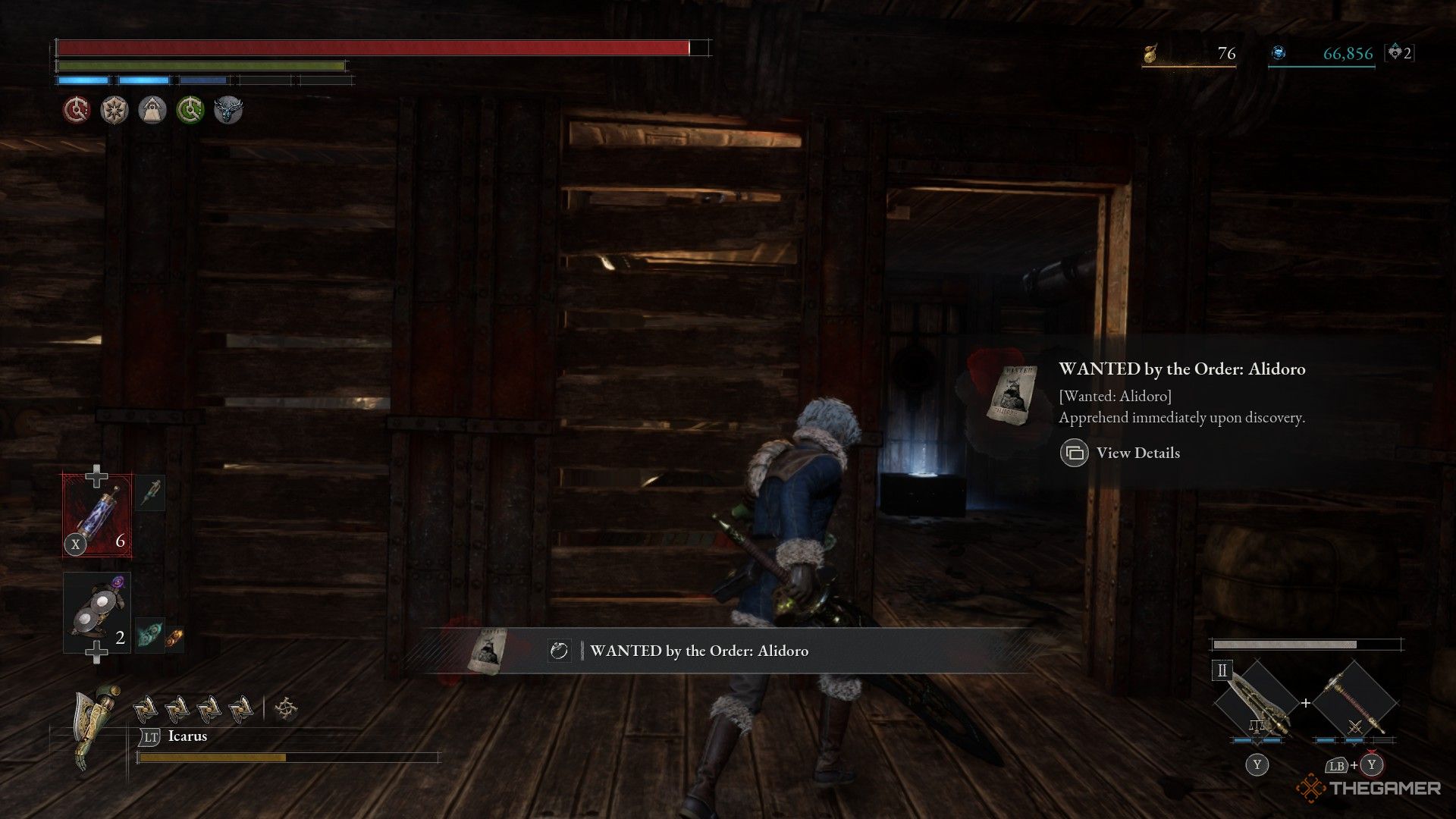 Player picks up a WANTED poster for Alidoro while finding the chest with the Technique +3 Amulet in Lies of P: Overture.