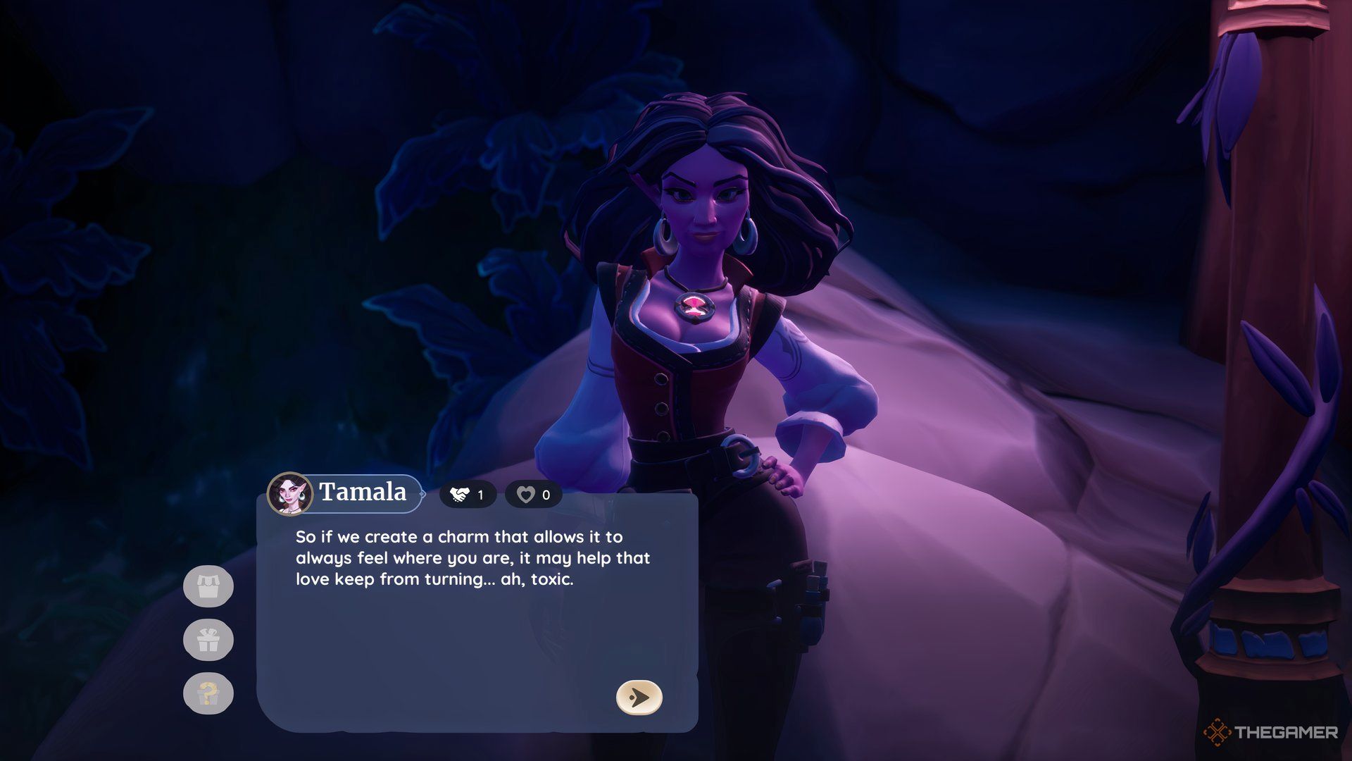 Talk to Tamala about creating a spell of affection for echoling in Palia.