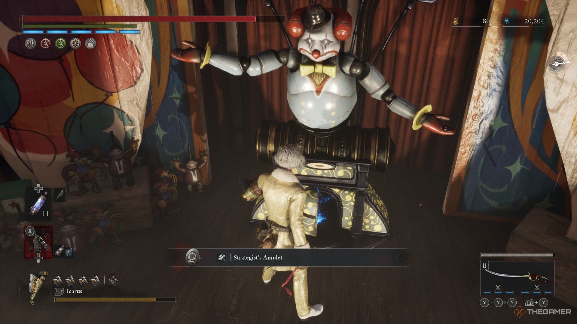 Player performs a Tap Dance to receive the Strategist's Amulet as a prize in Lies of P: Overture.
