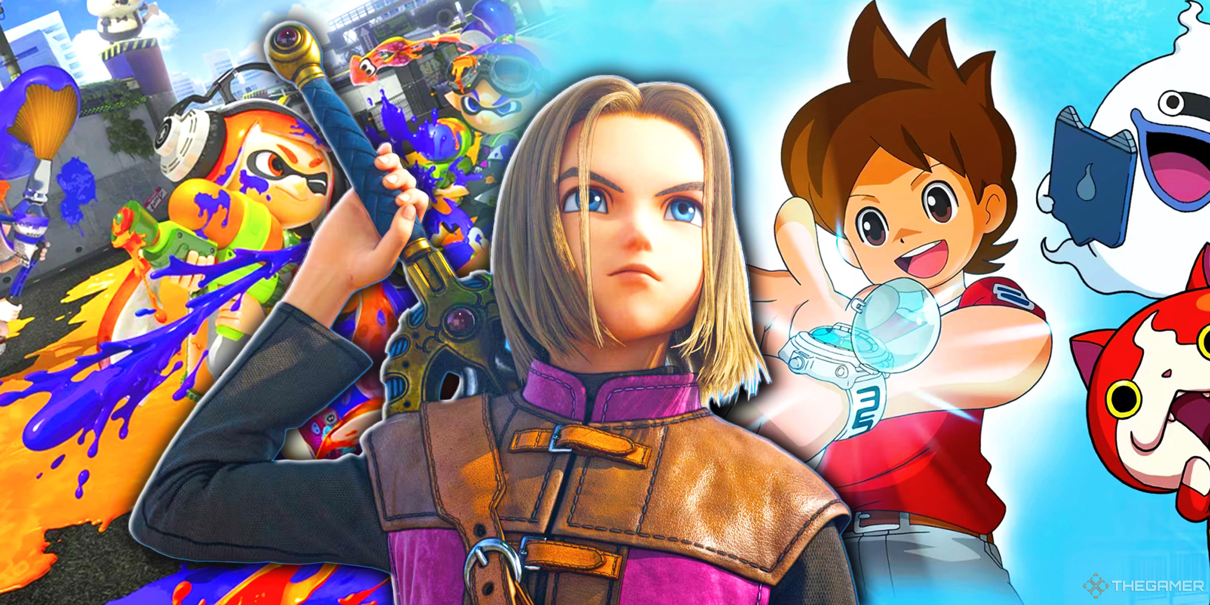 Splatoon, Dragon Quest XI S Echoes of An Elusive Age and Yo-Kai Watch.
