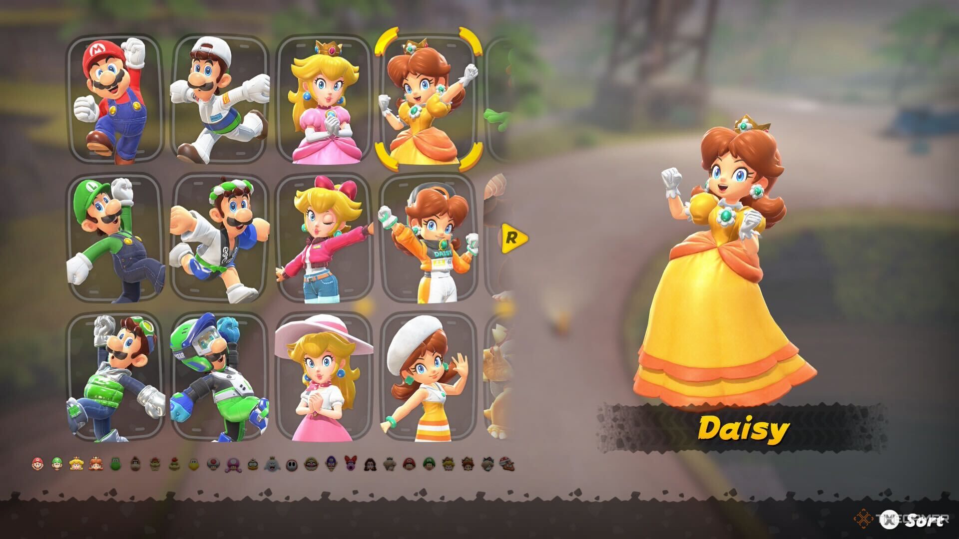 Selecting Daisy In The Mario Kart World Character Select Screen