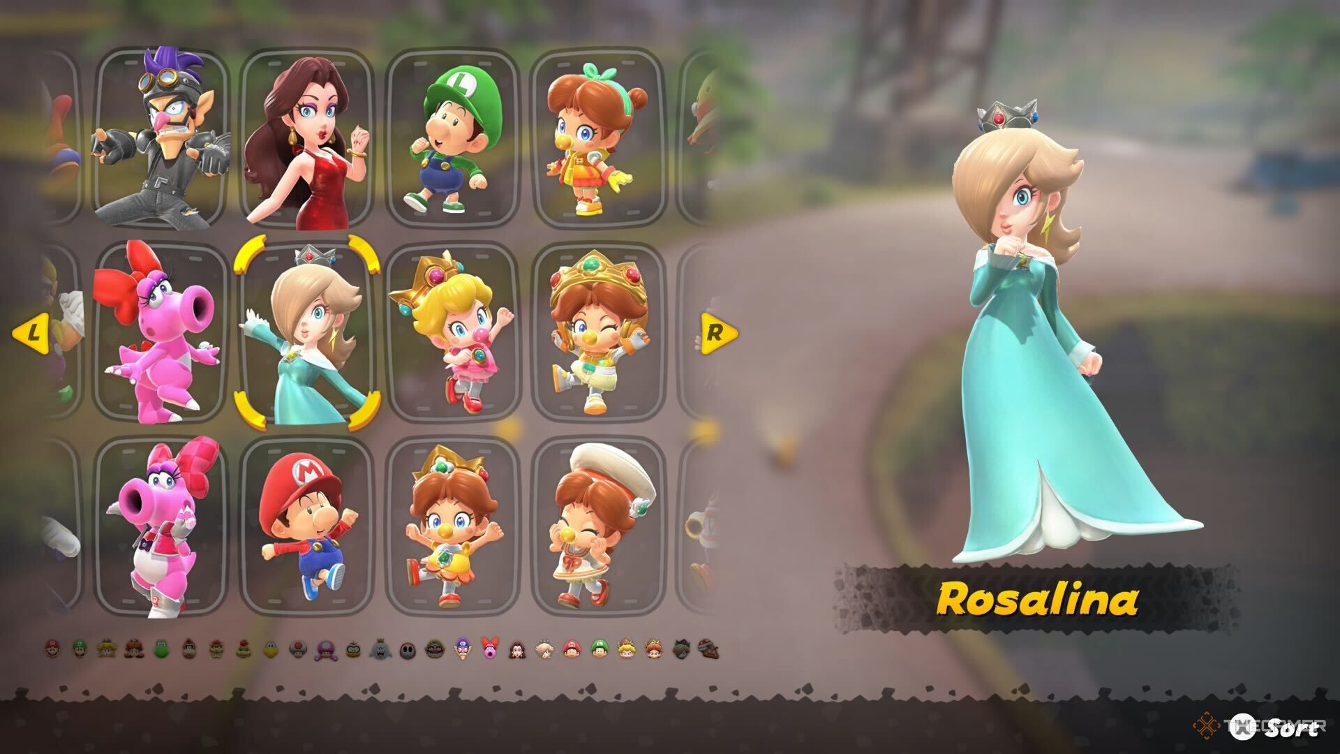 Rosalina in the character select screen in Mario Kart World