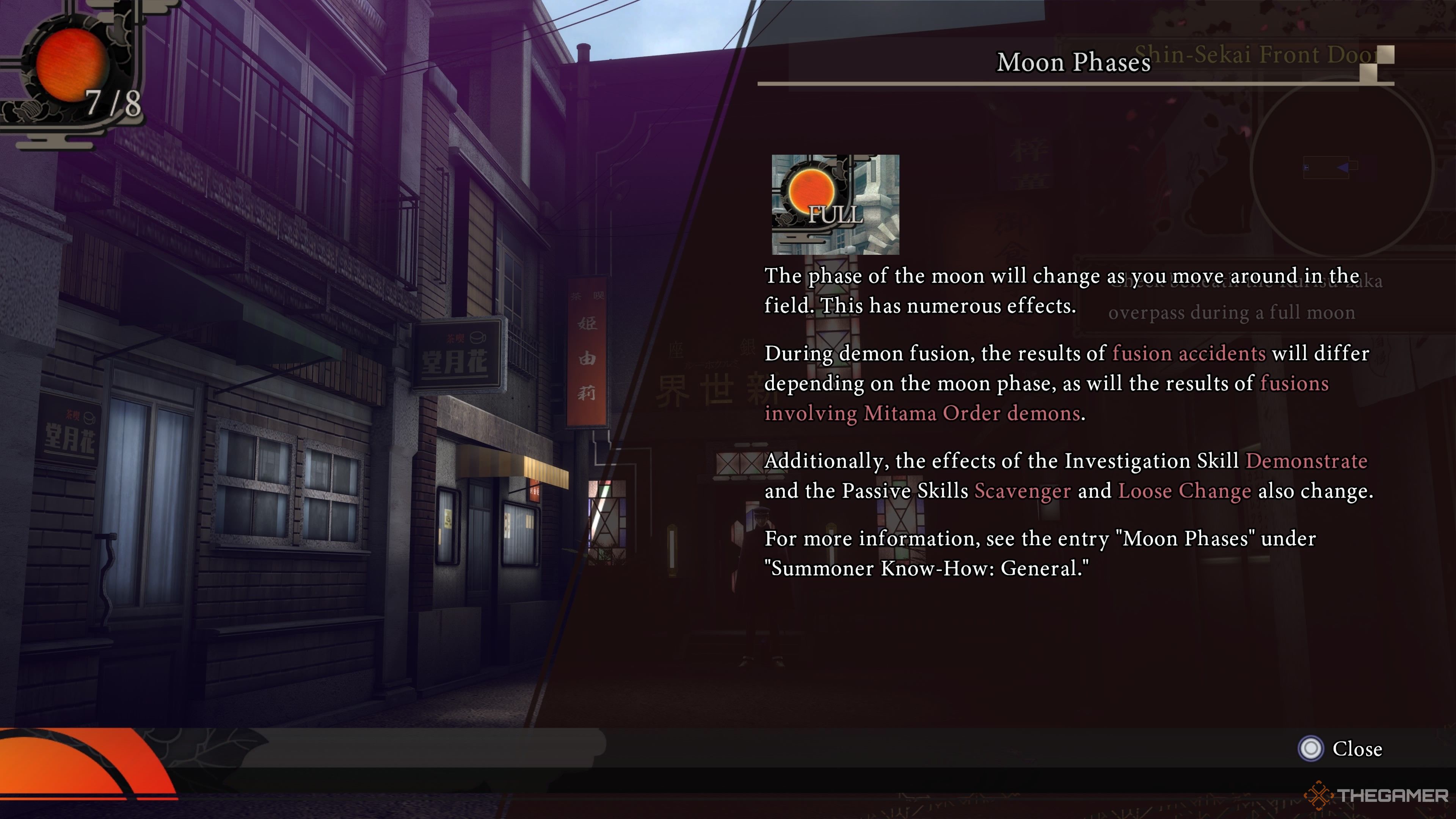 Moon Phases overview in Raidou Remastered The Mystery of the Soulless Army.