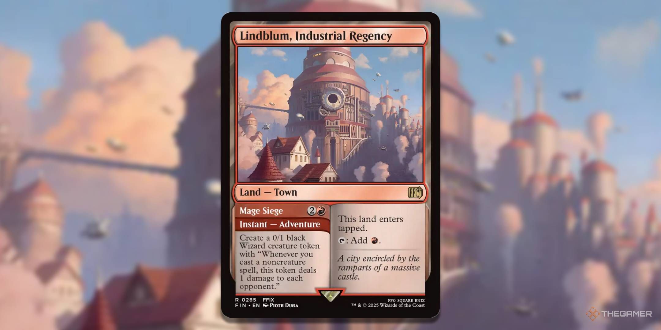 MTG Lindblum, Inusally Regency card with the art in the background.