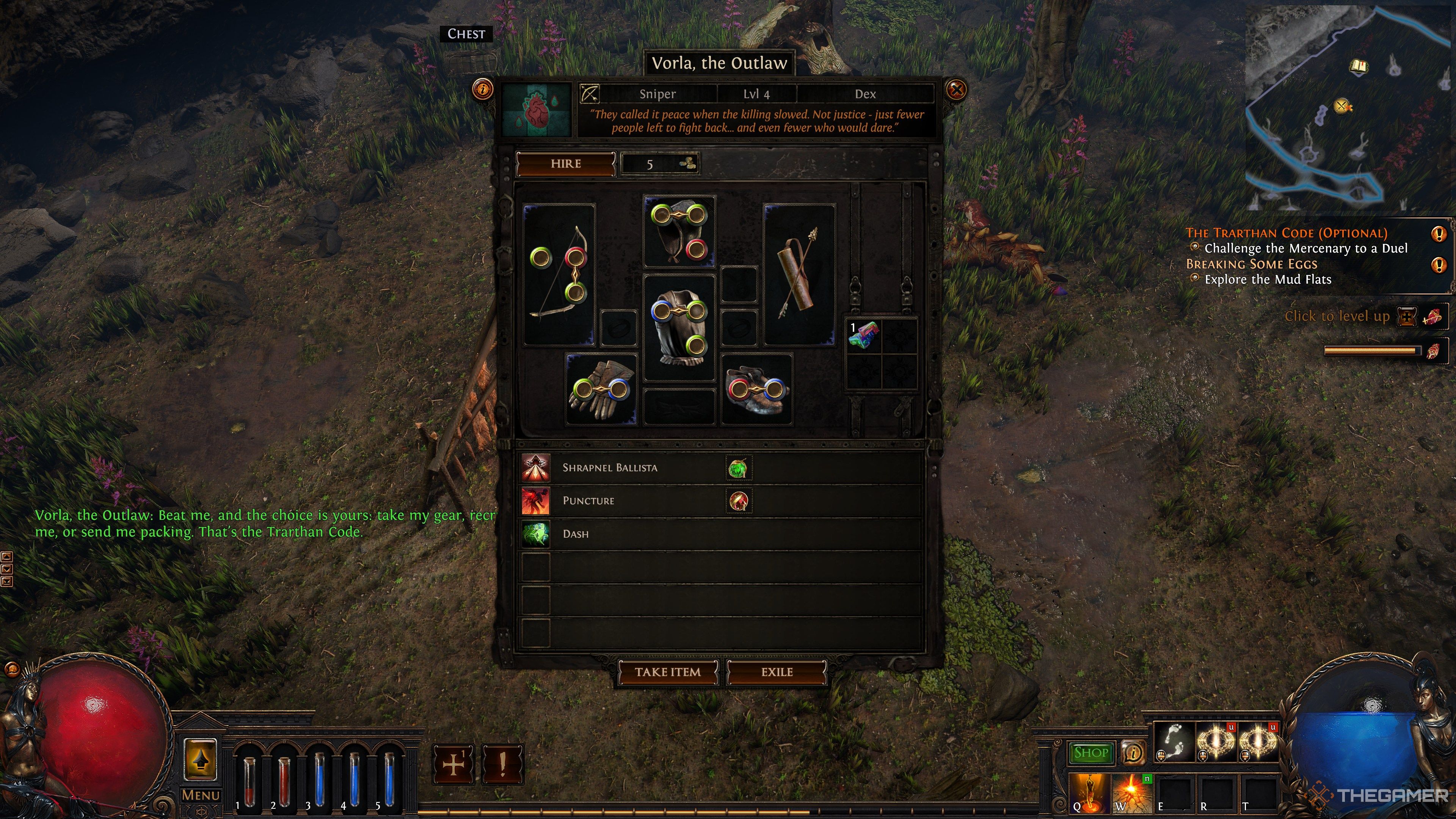 Route of exile mercenary UI
