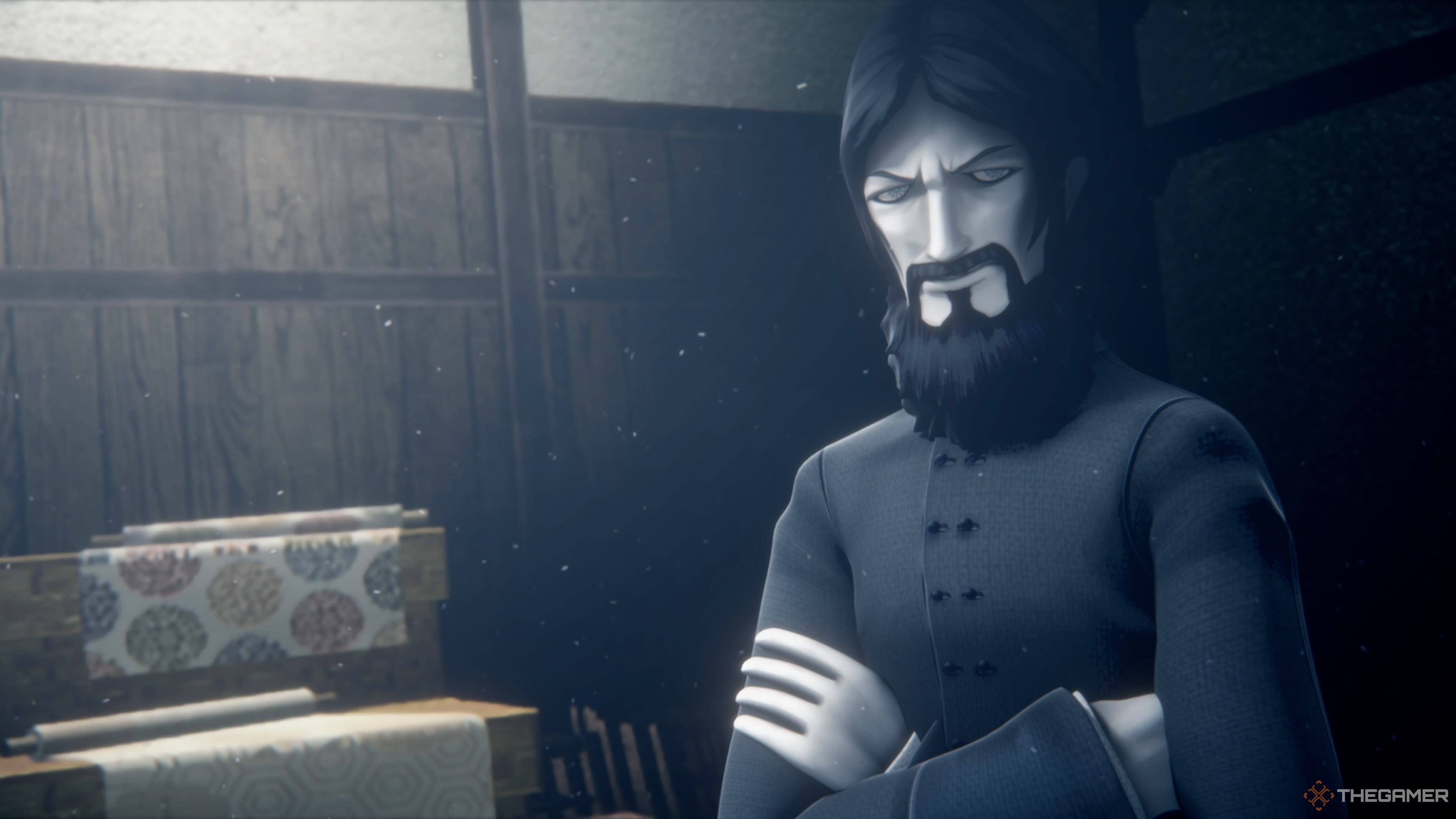 Rasputin smiled at Raidou's camera and remarked the mystery of the soulless army.