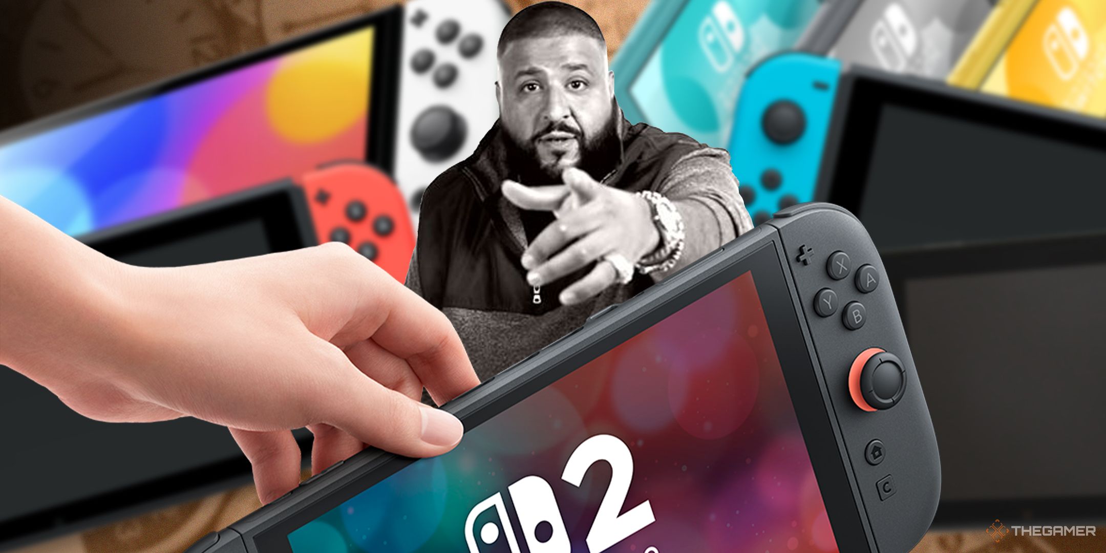 TG DJ Khaled Another One Meme Surrounded By Nintendo Switch Editions.