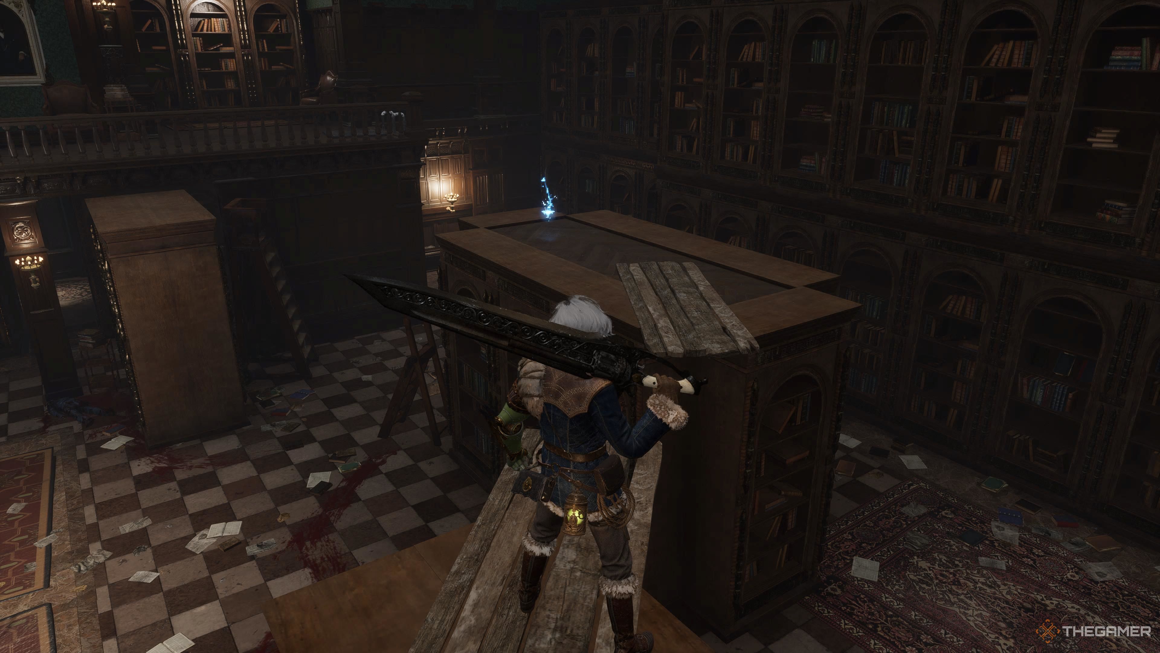 The item you need to jump to at the end of the Monad Charity House in Lies Of P Overture.