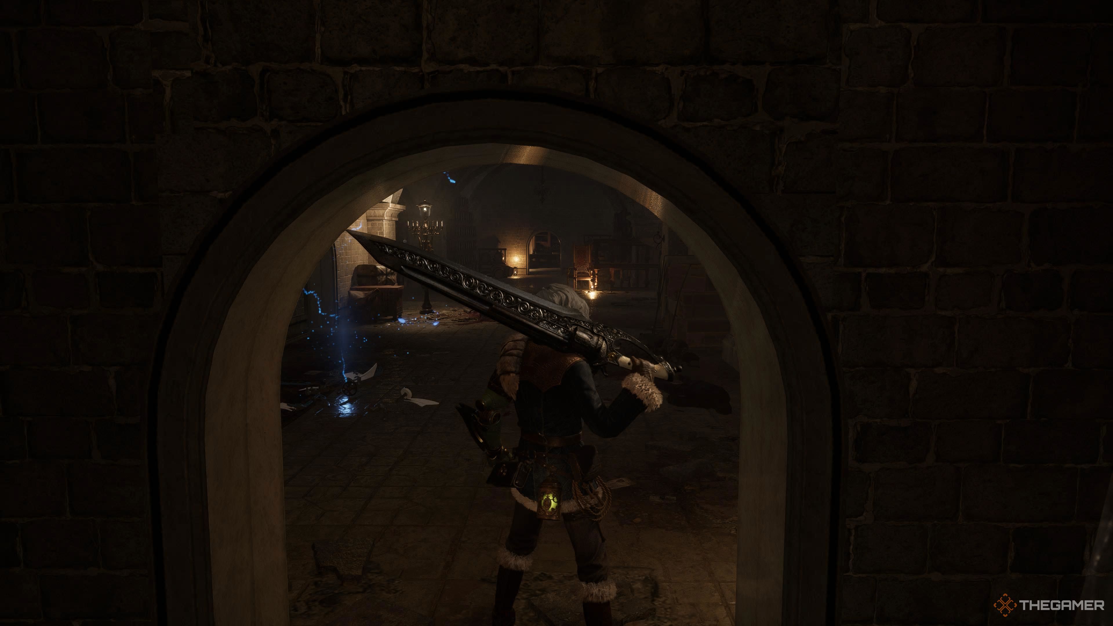 The Monad Charity House Cellar Stargazer view from an archway in Lies Of P Overture .