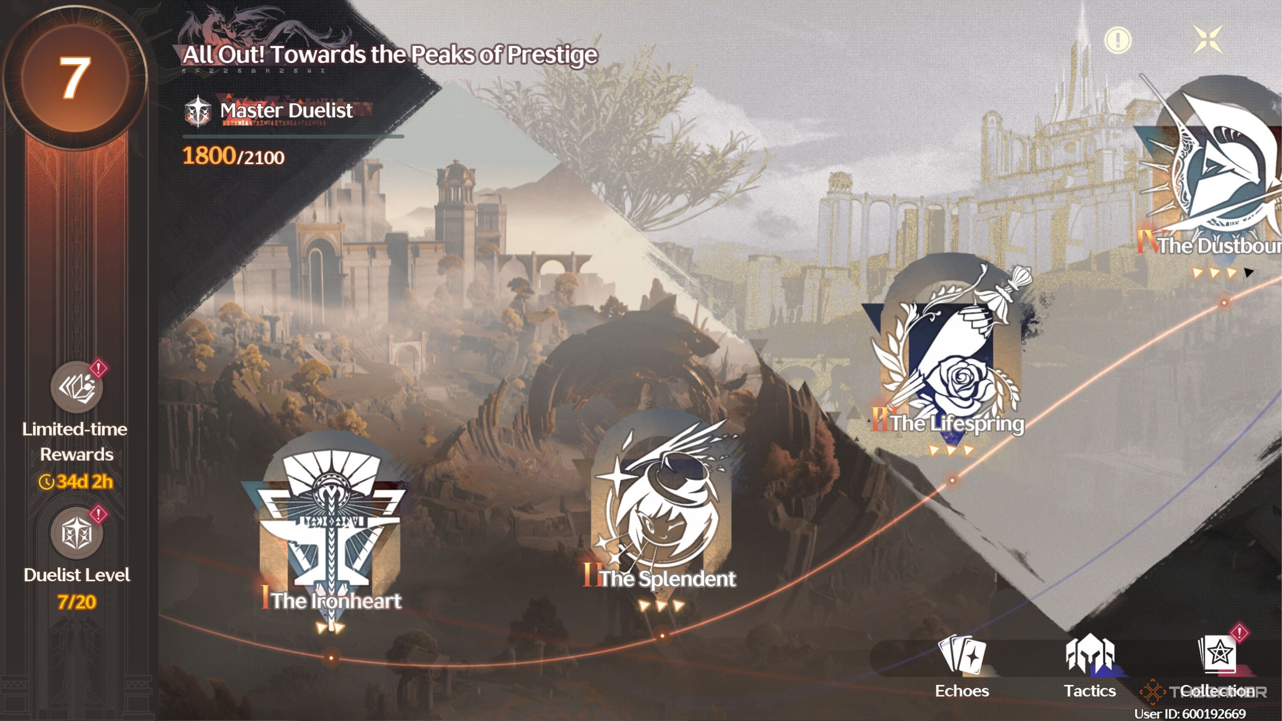 Wuthering waves all out to the peaks of the prestige -event's main screen.