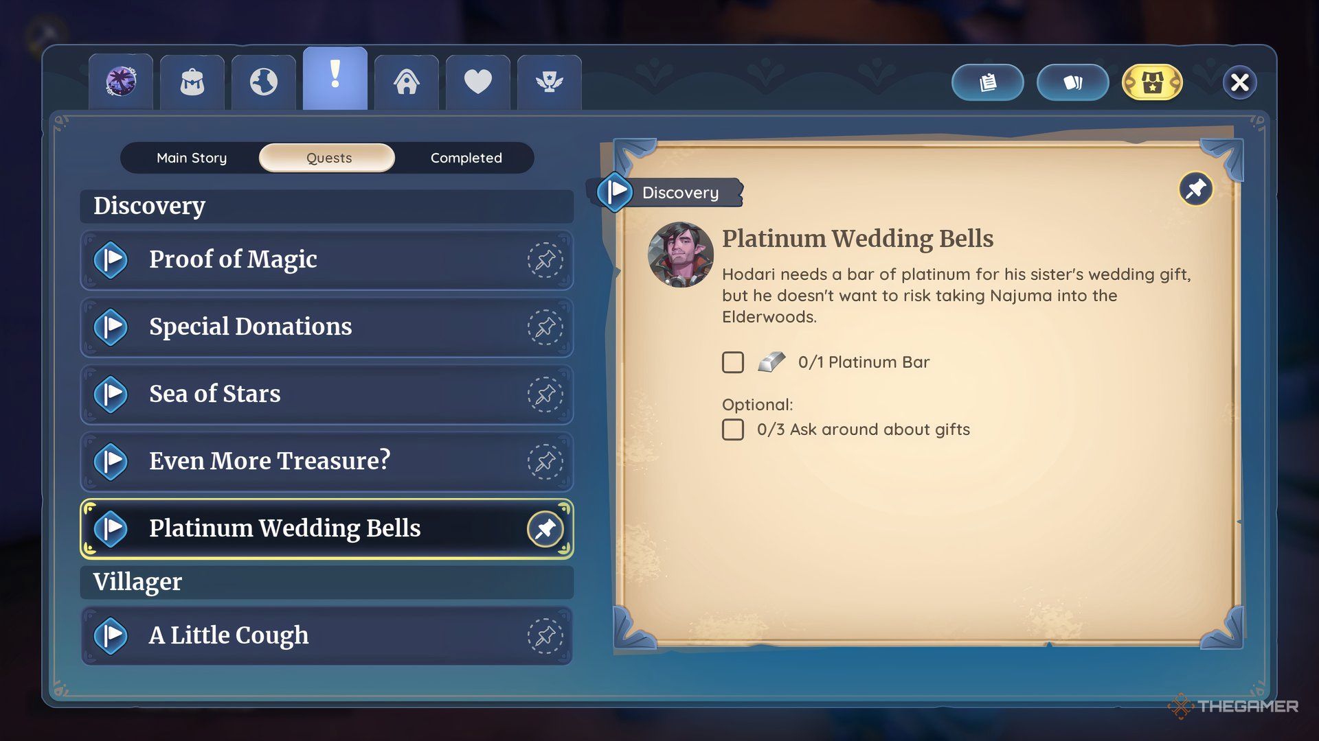 Platinum Wedding Bells Quest details in Palia.