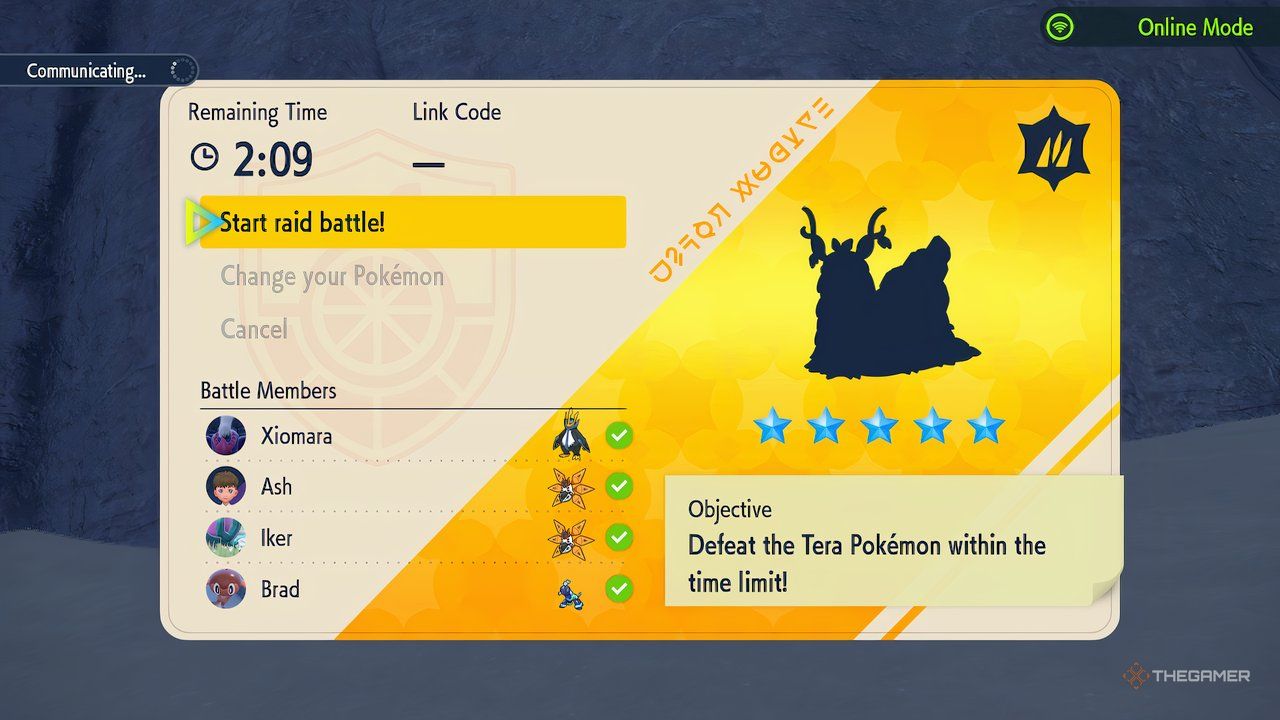 Jucătorii se ridică cu jucători la întâmplare pentru a învinge Bătălia Raid a lui Shiny Wo-Chien în Pokemon Scarlet și Violet.