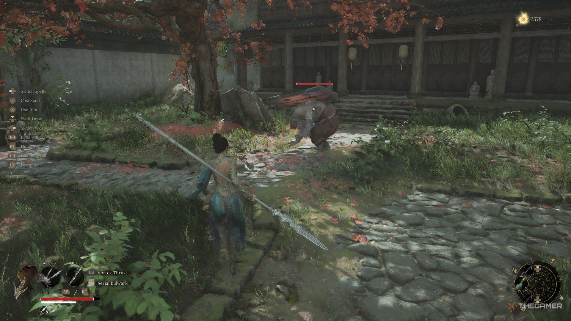 The player finds a shield miniboss with the scenic painting in Wucang: fallen feathers.