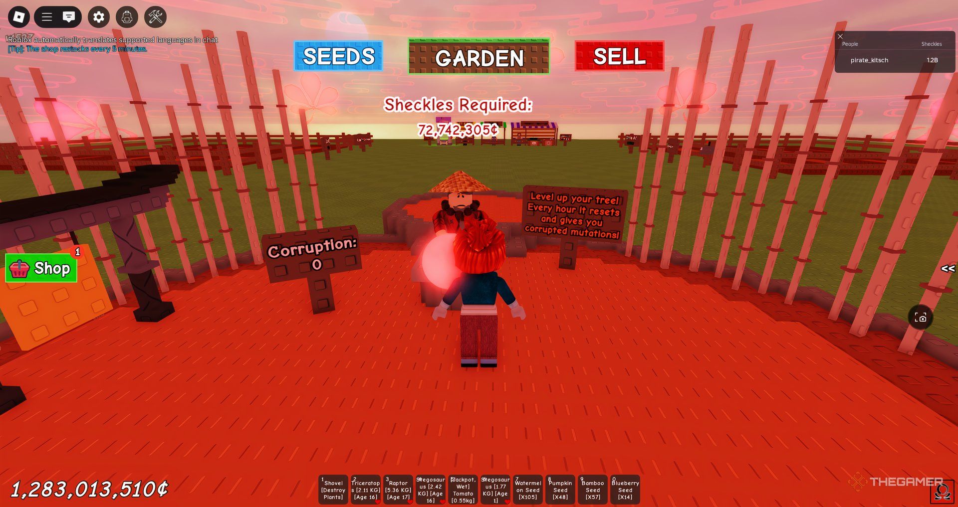 A player in front of a nonsense in the garden.
