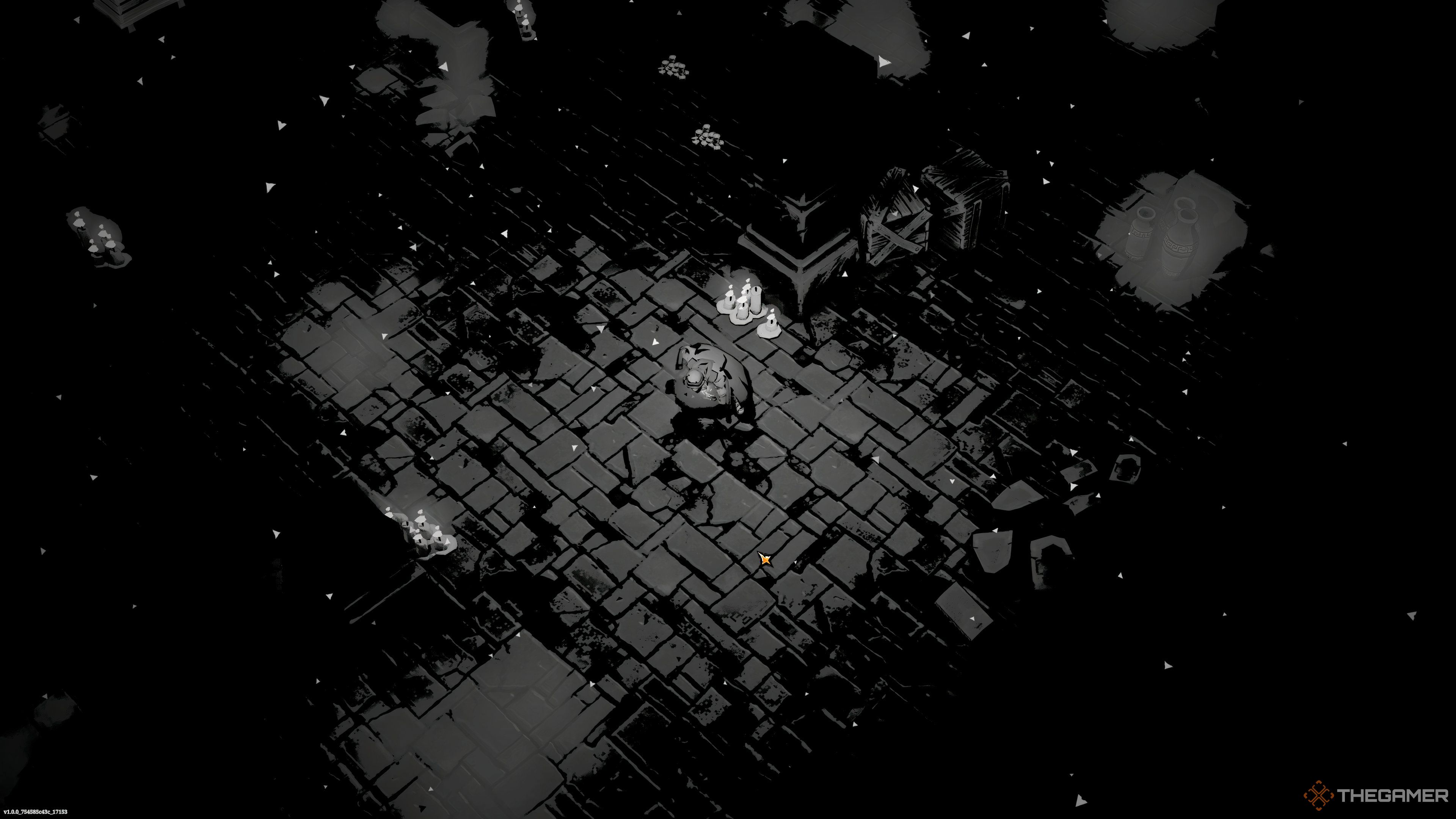 Black and white death screen in hell clock on Act 1.