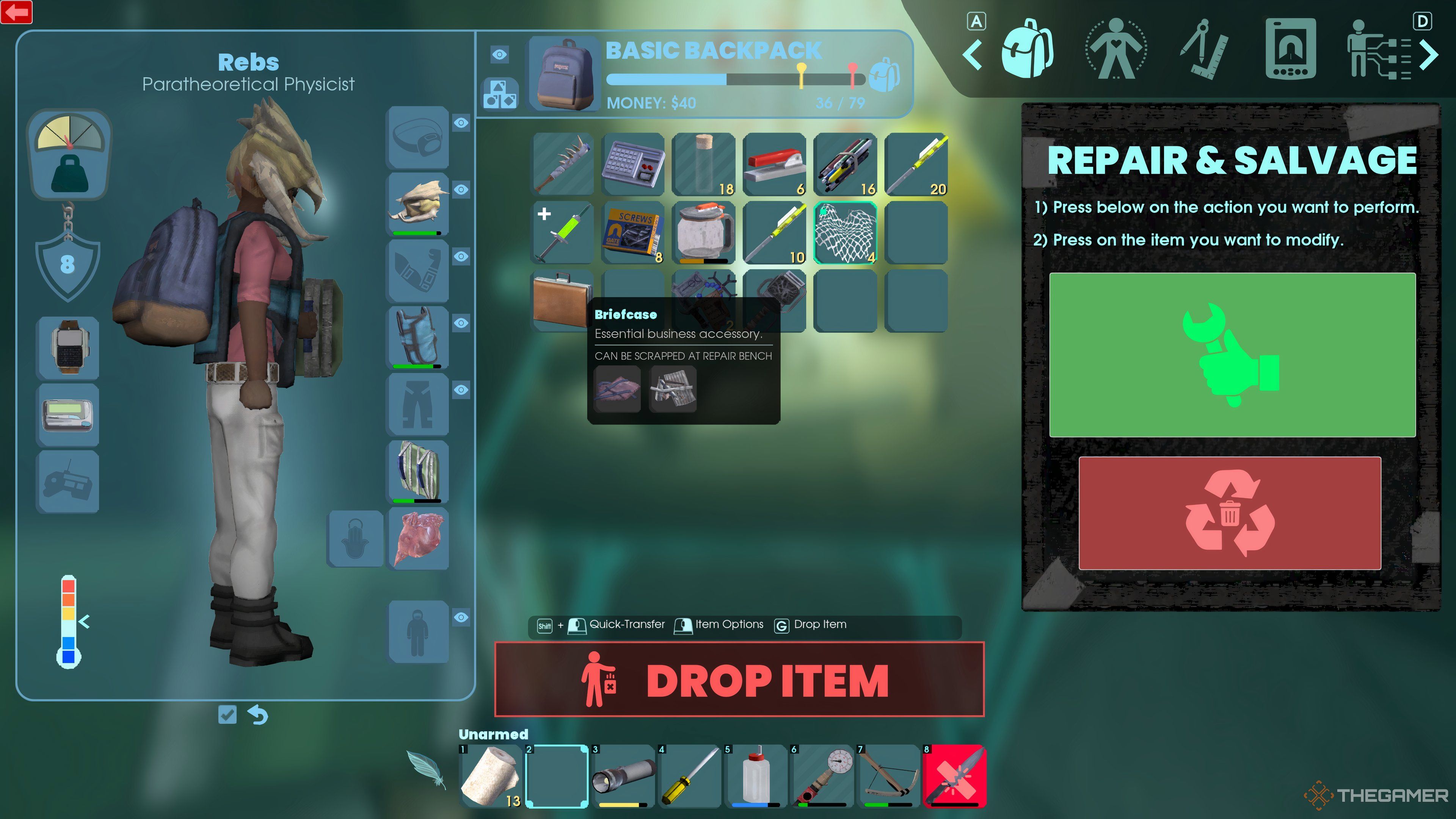 Brief case saved at the repair and salvation station in the Abyatic element.