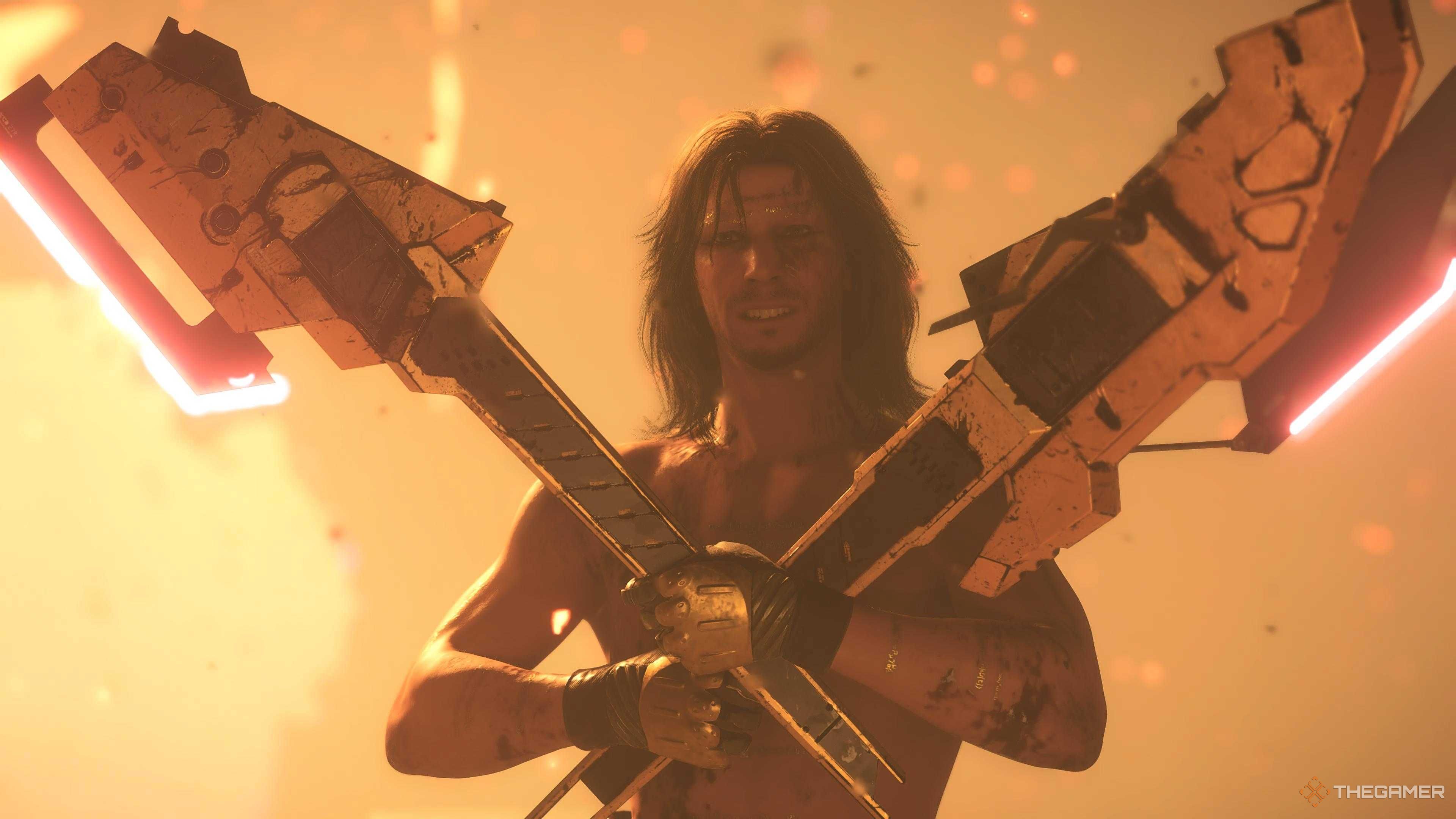 Death Stranding 2 Higgs holds its divided guitar axes