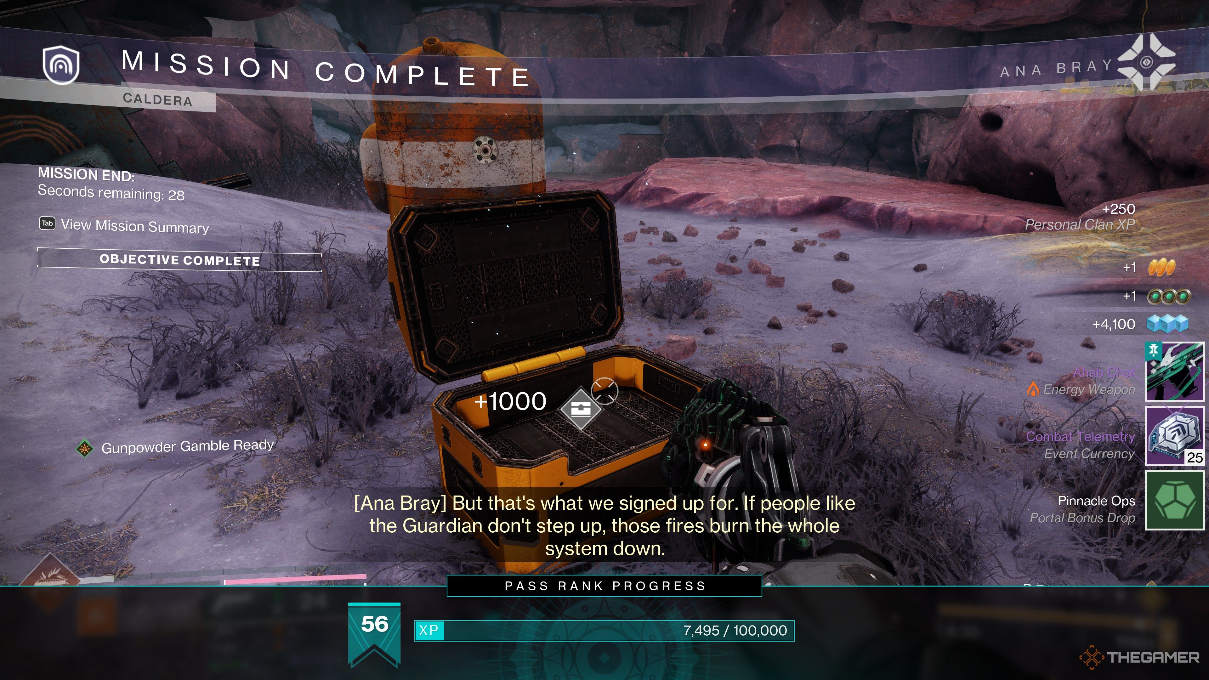 Destiny 2 Kampf Telemetrie, die von der Caldera -Mission fällt