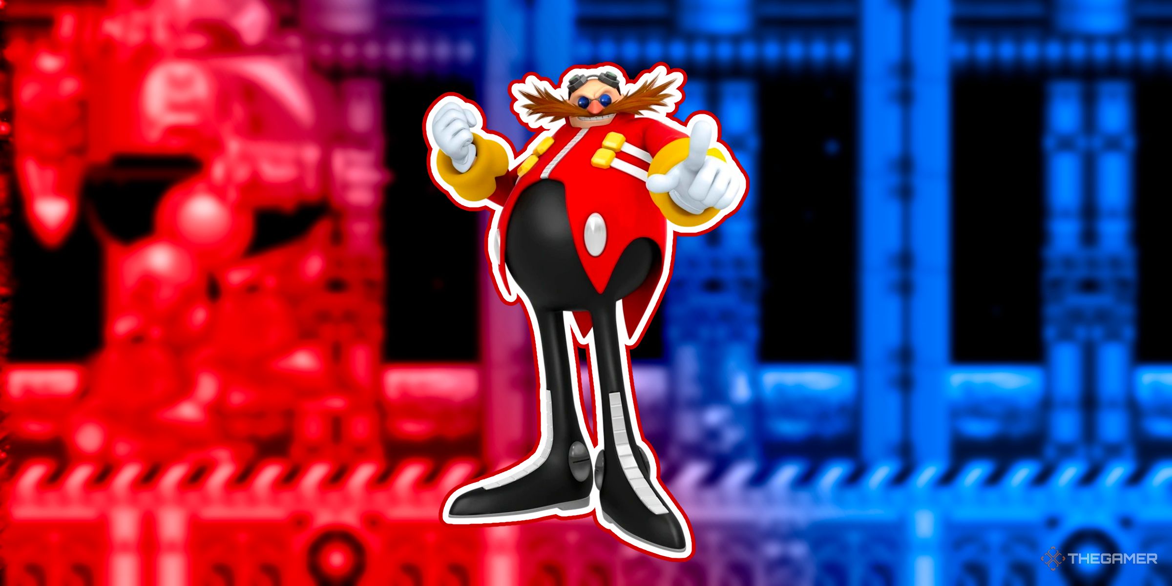 Doctor Robotnik Eggman stands in a position and points to the camera from Sonic The Hedgehog Series.