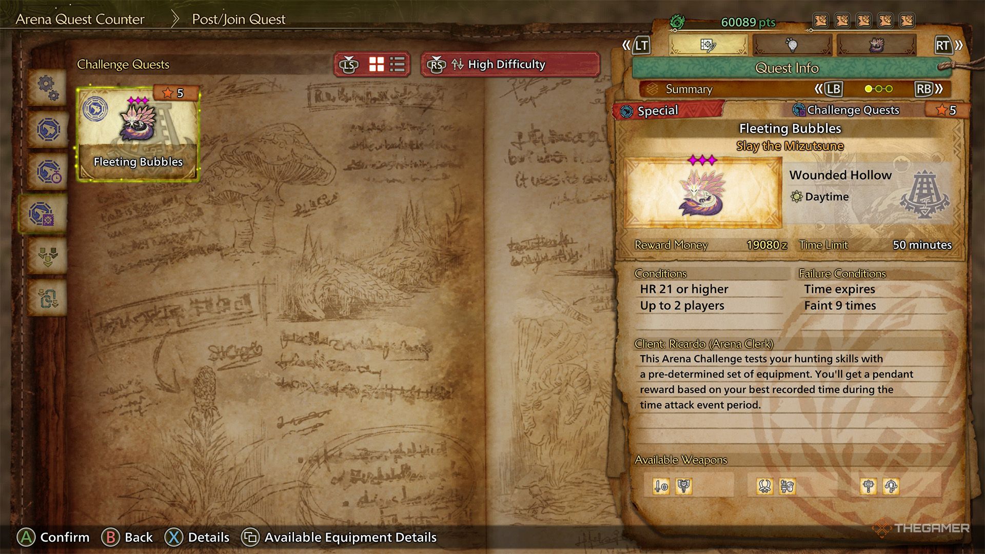 The assignment description for the volatile Bubbles Challenge mission in Monster Hunter Wilds.