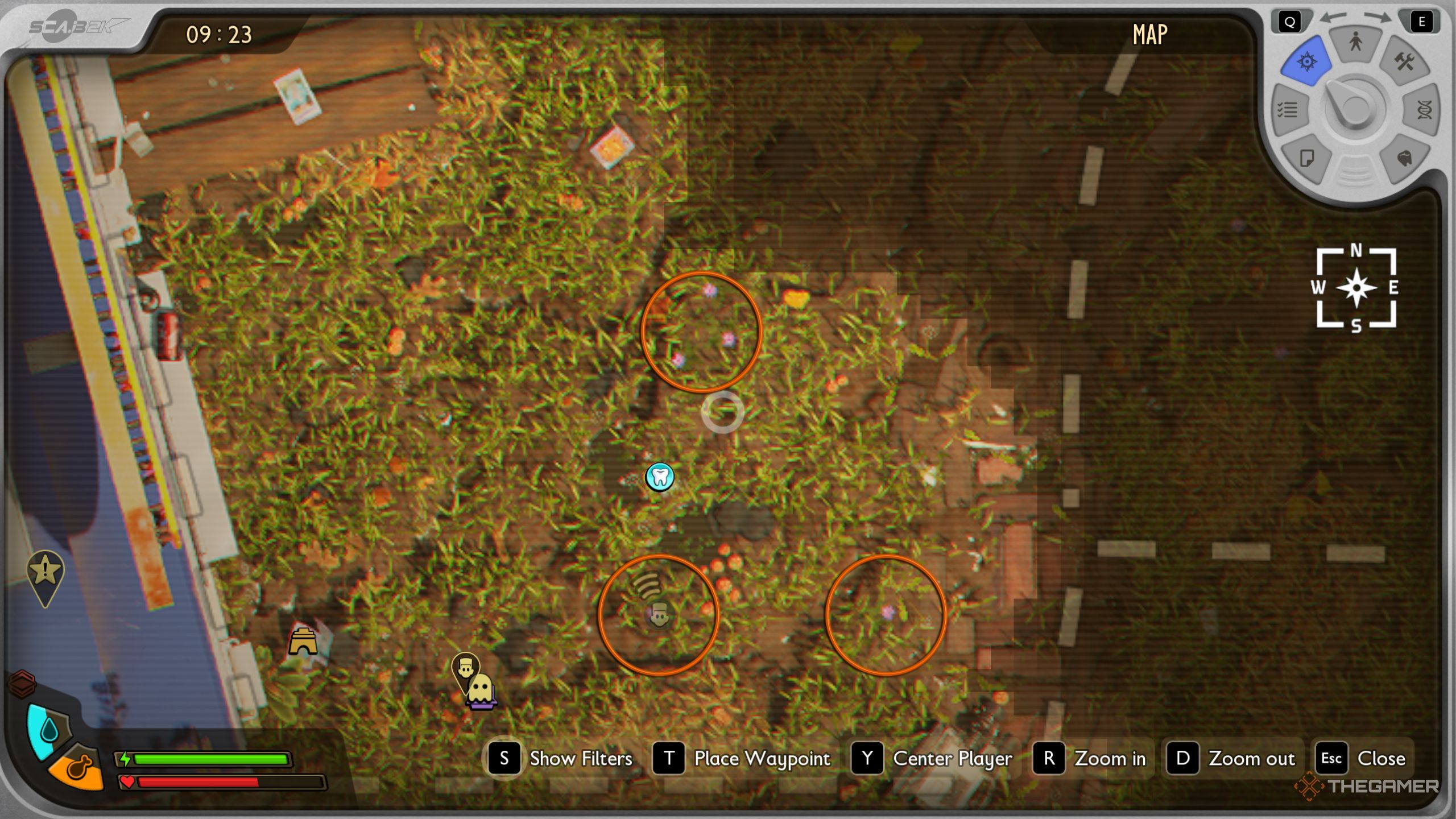 Showing the position of thistle plants in the ground 2 map.