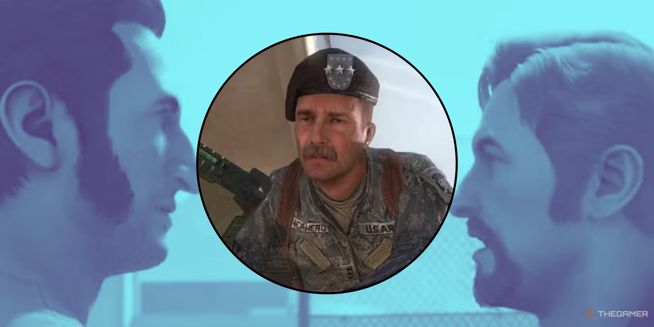 Image of General Shepherd in the middle with A Way Out image in the background.