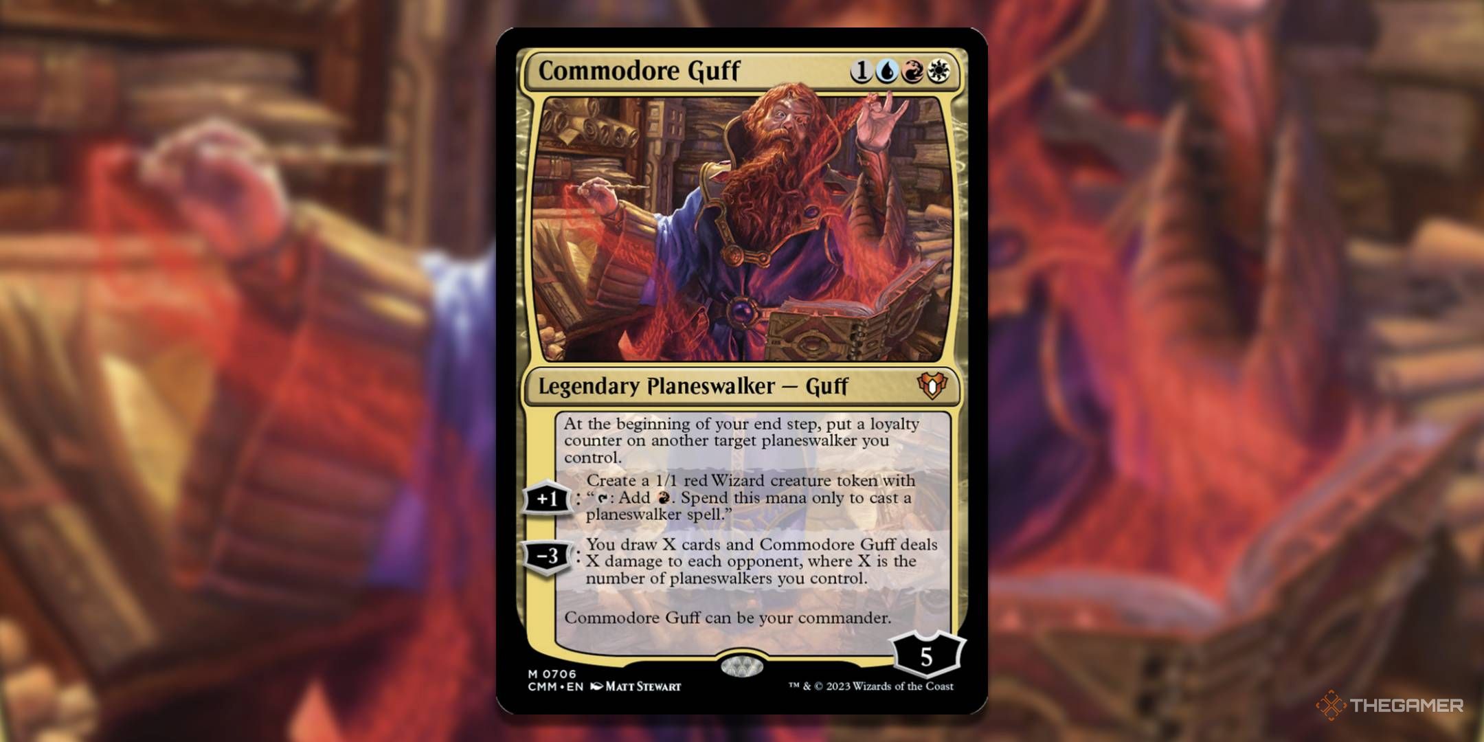 MTG COMMODORE GUFF Card with art in the background.