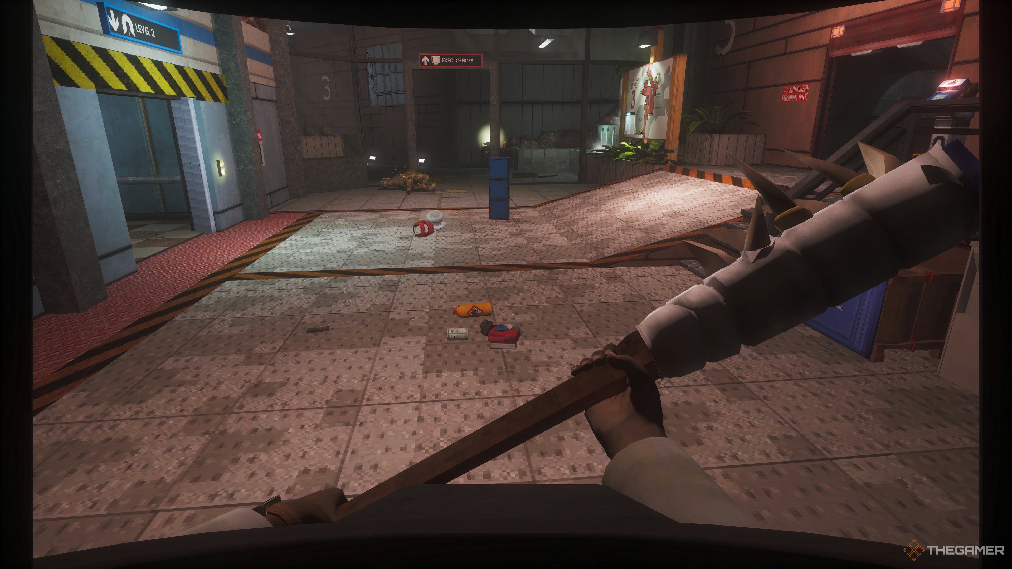 The player base with scattered items fell to the floor due to non -biological factors.