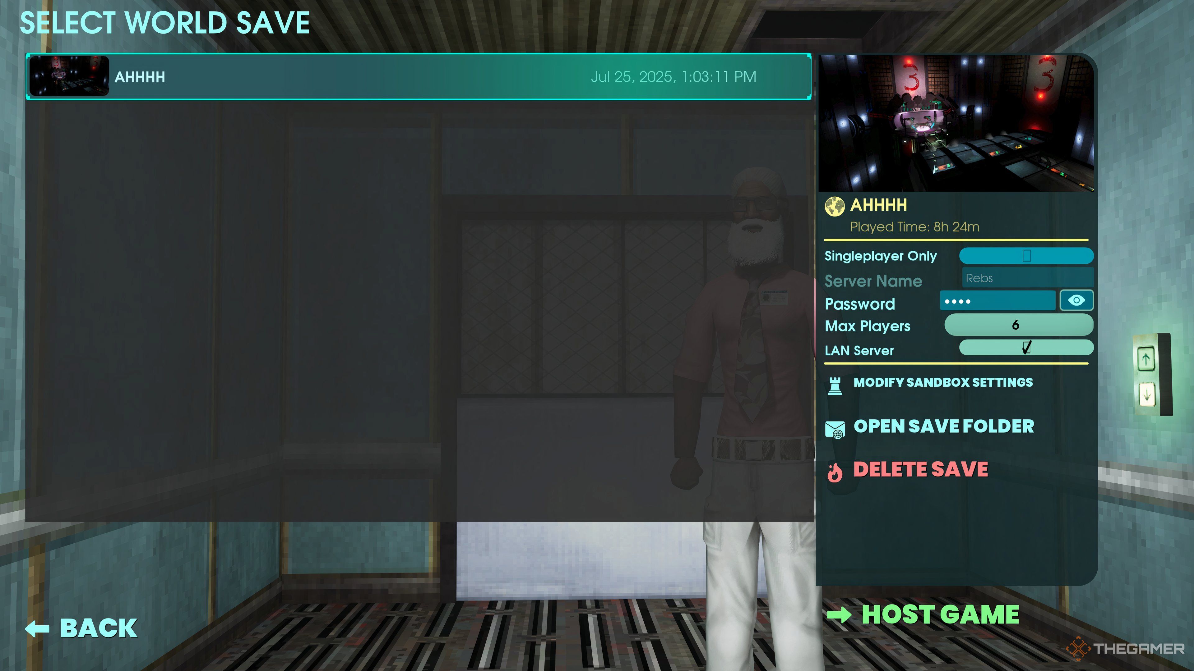 Screeb load into multiplayer or singlayer as a host in an abiotic factor.