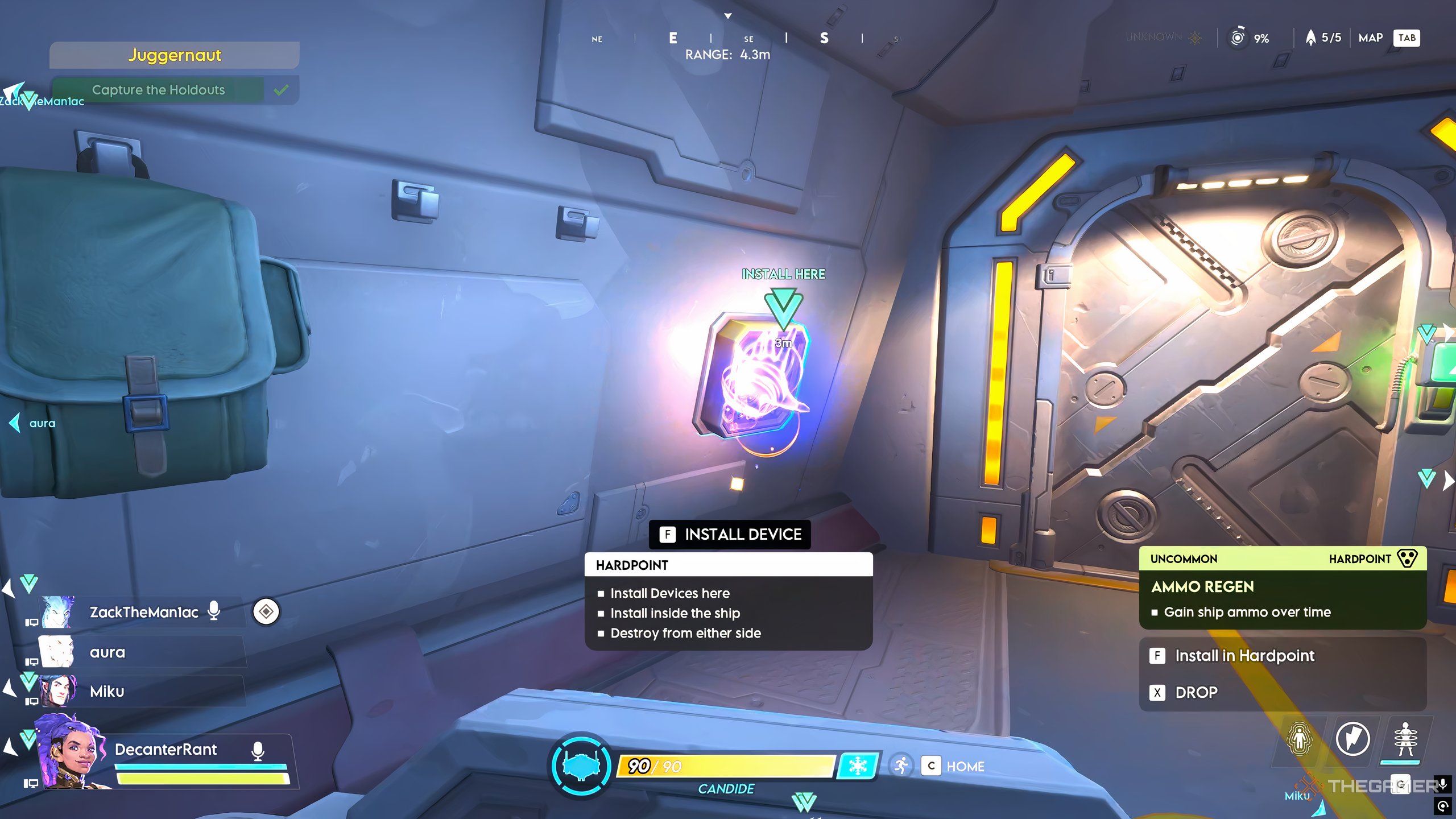 A player attaching an upgrade to their ship in Wildgate.