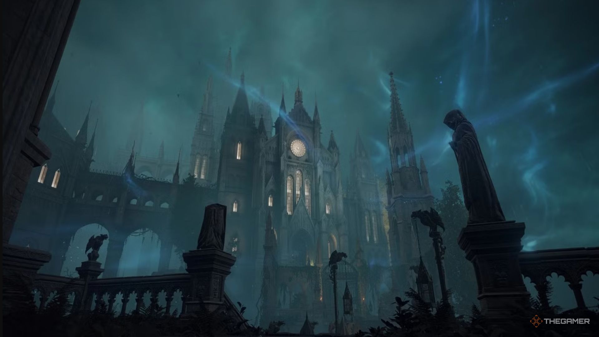 Wide shot of the Academy of Raya Lucaria in Elden Ring.