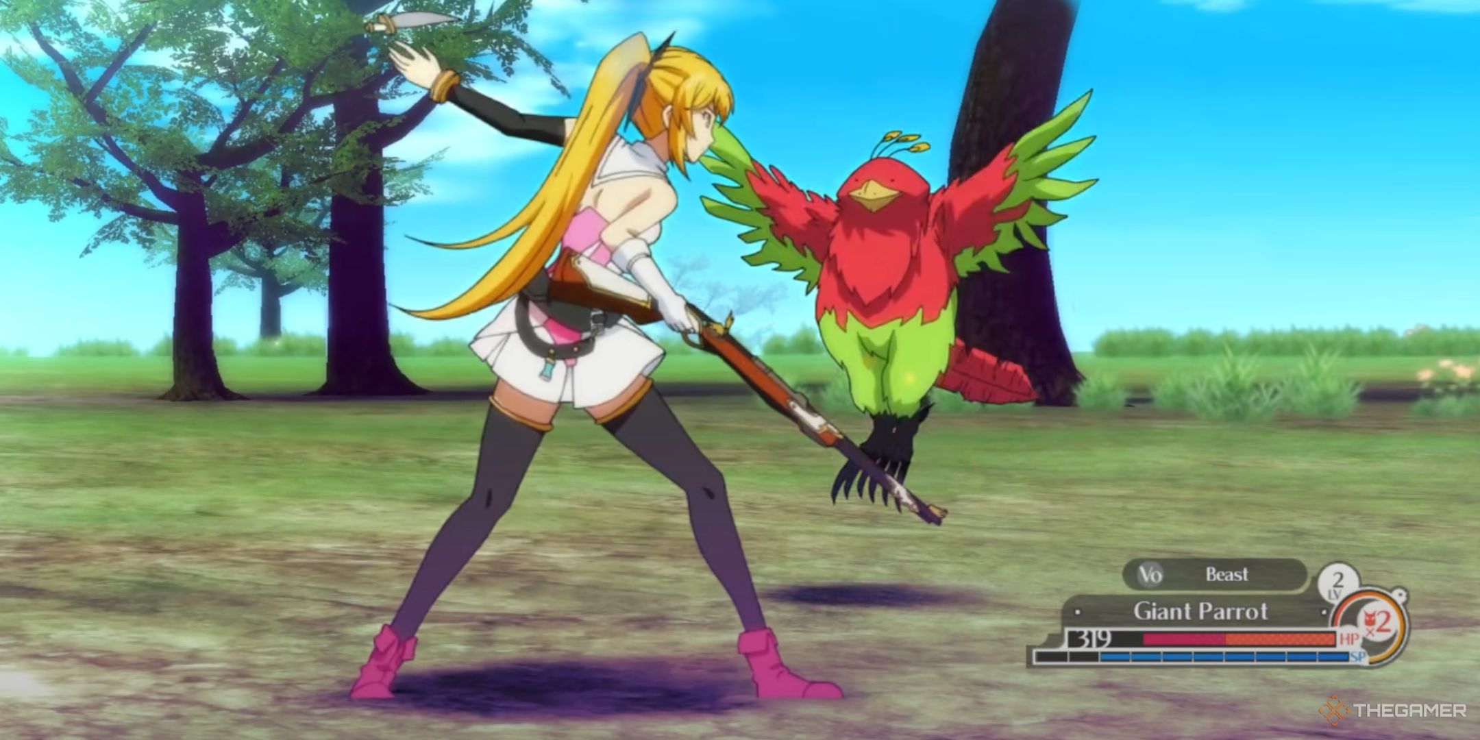 The Princess Protagonist slashing a bird in Time And Eternity.
