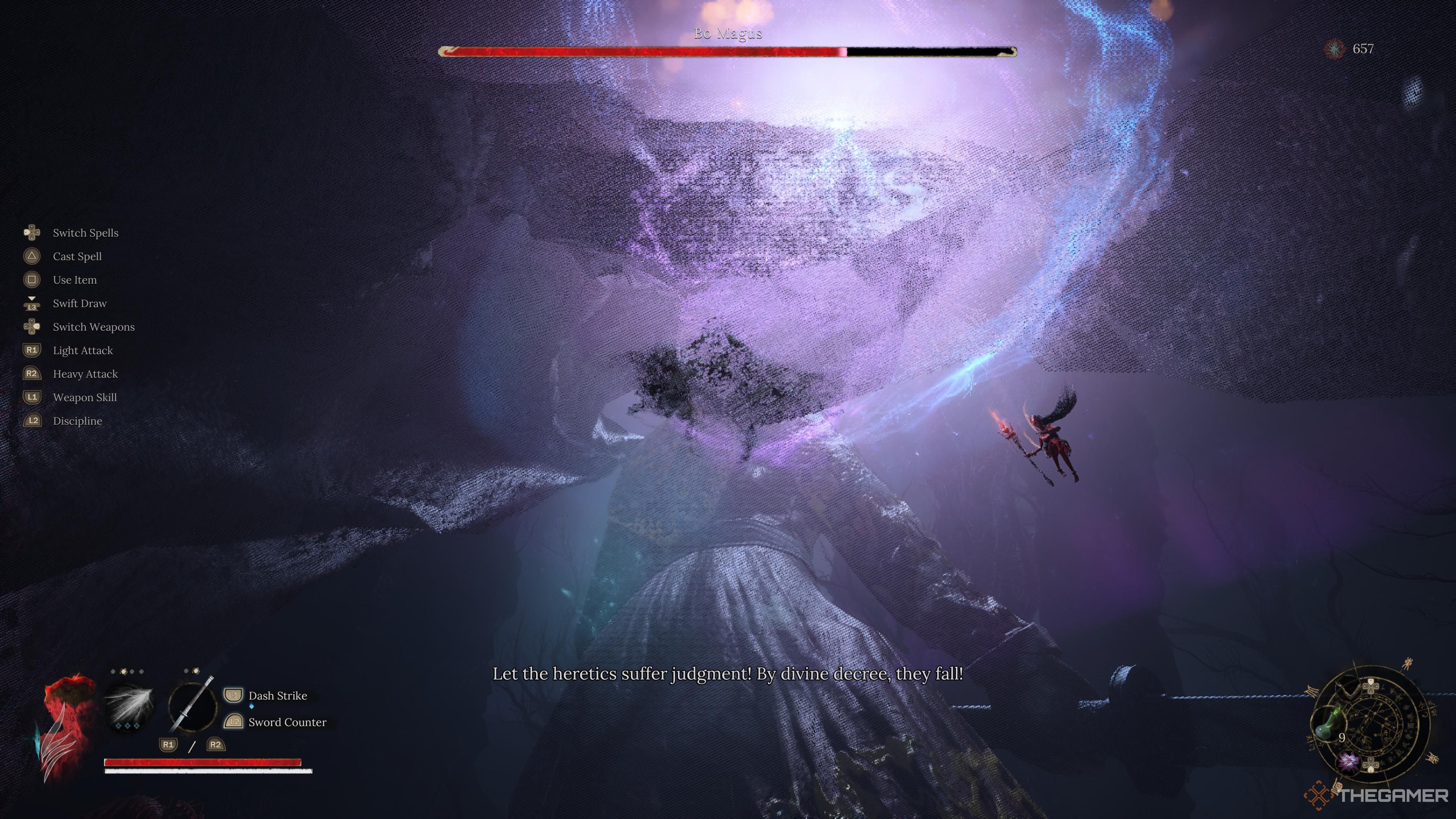 Climbing in the air to call the attack in Booching: Falling feather.