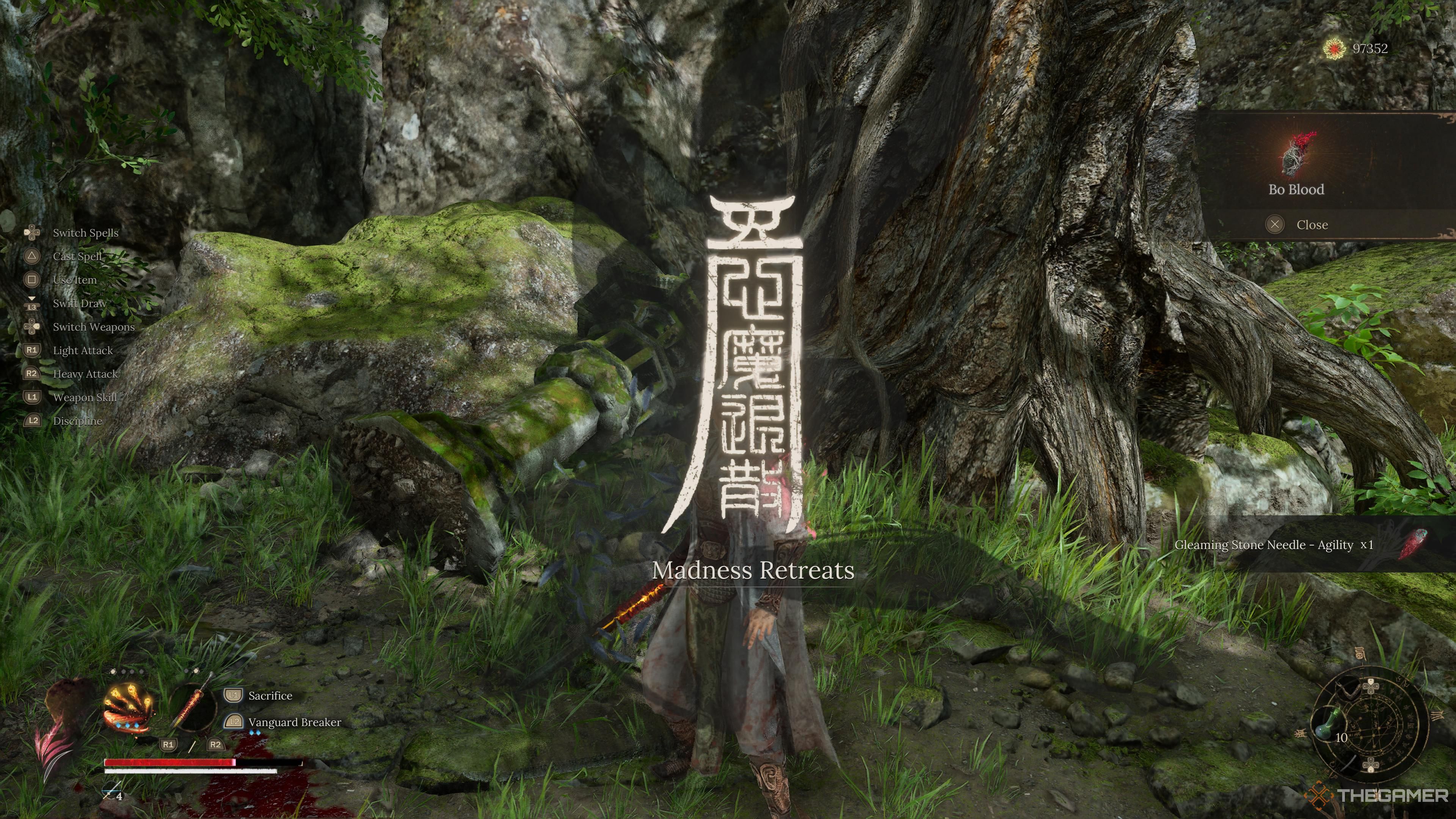 The shining stone needle and smell in the vuching surpasses the symbol of madness while earning blood: the falling wings.