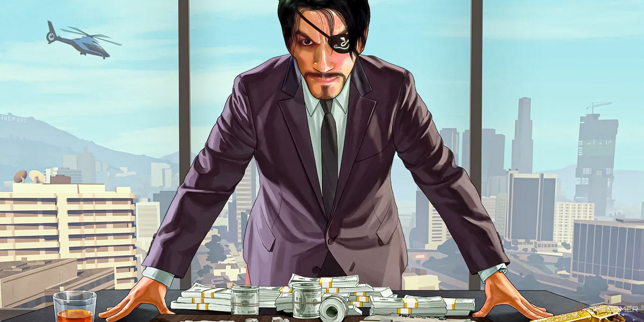 Majima in the Grand Theft Auto Online style.