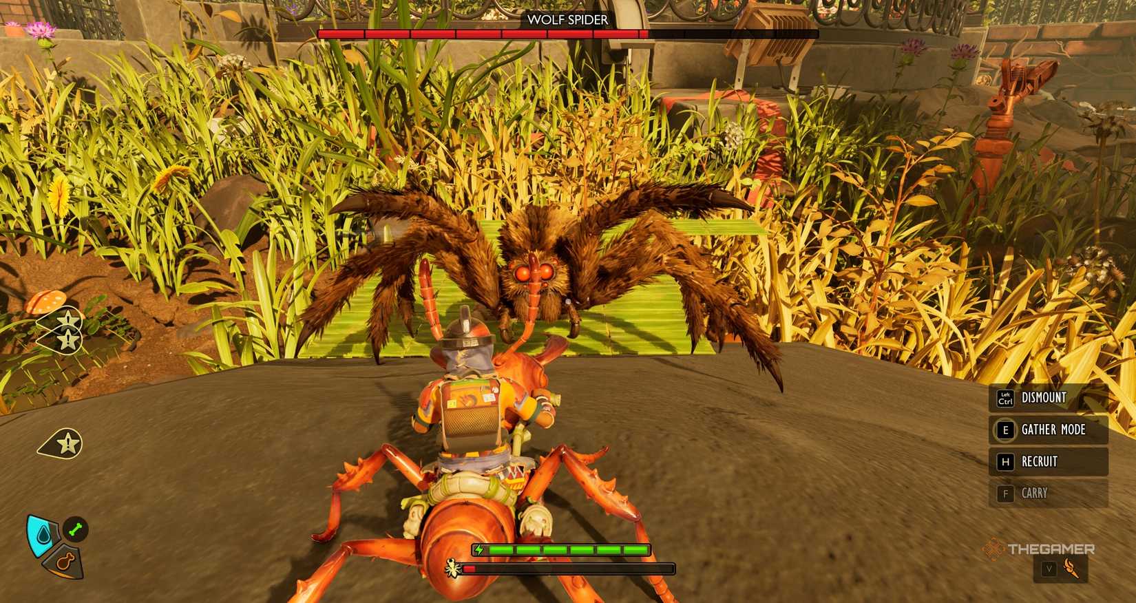 The player meets a large hairy spider in ground 2. 