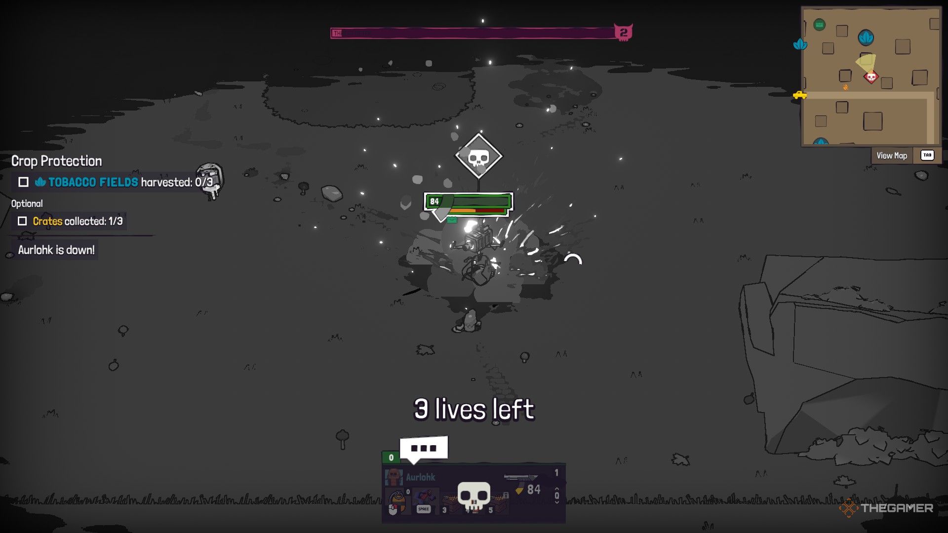 Showing Commando's death and death screen she still has three lives left in Guntouchables.