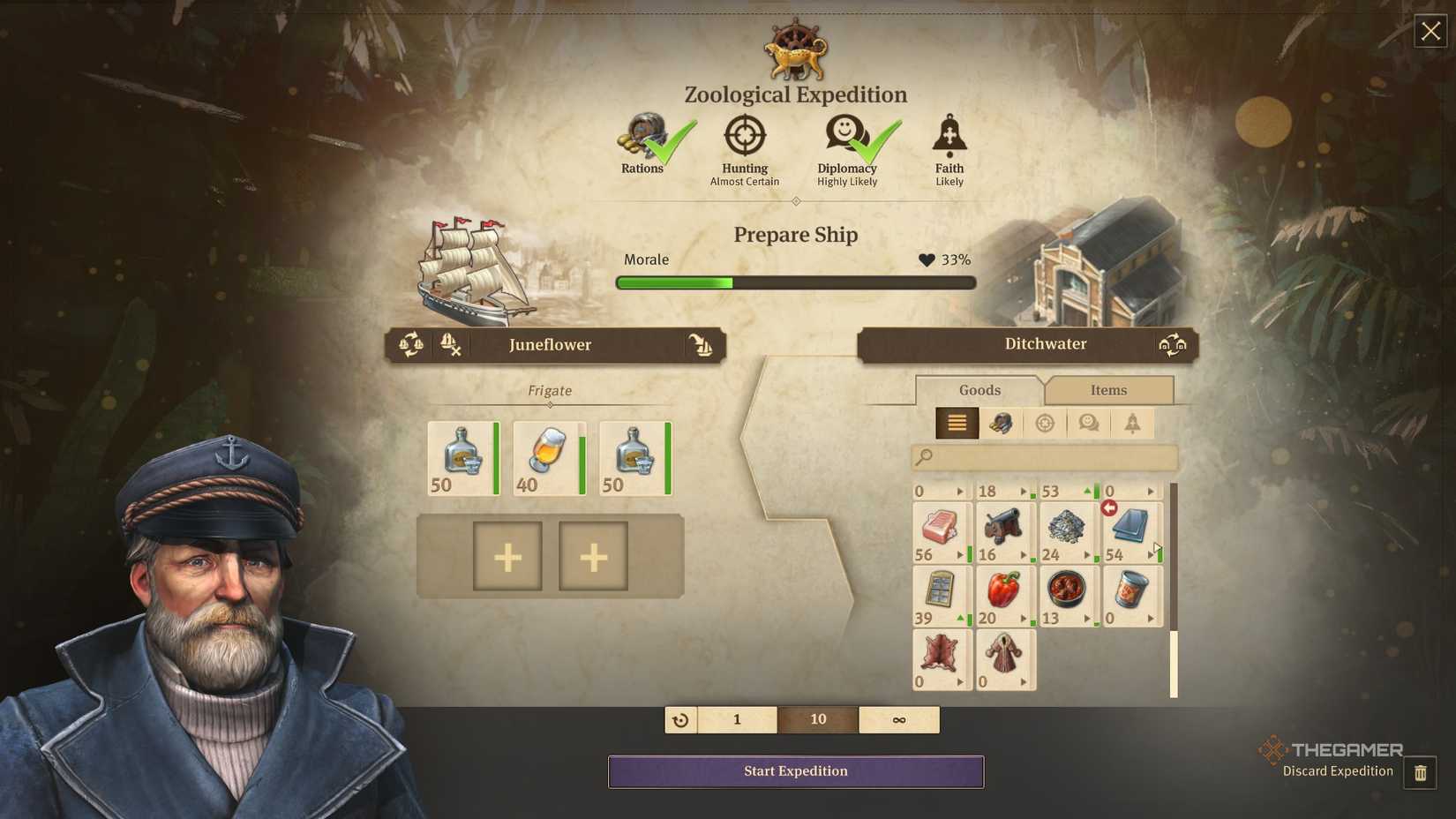 The captain improves the ship for the animal expedition in Anno 1800.