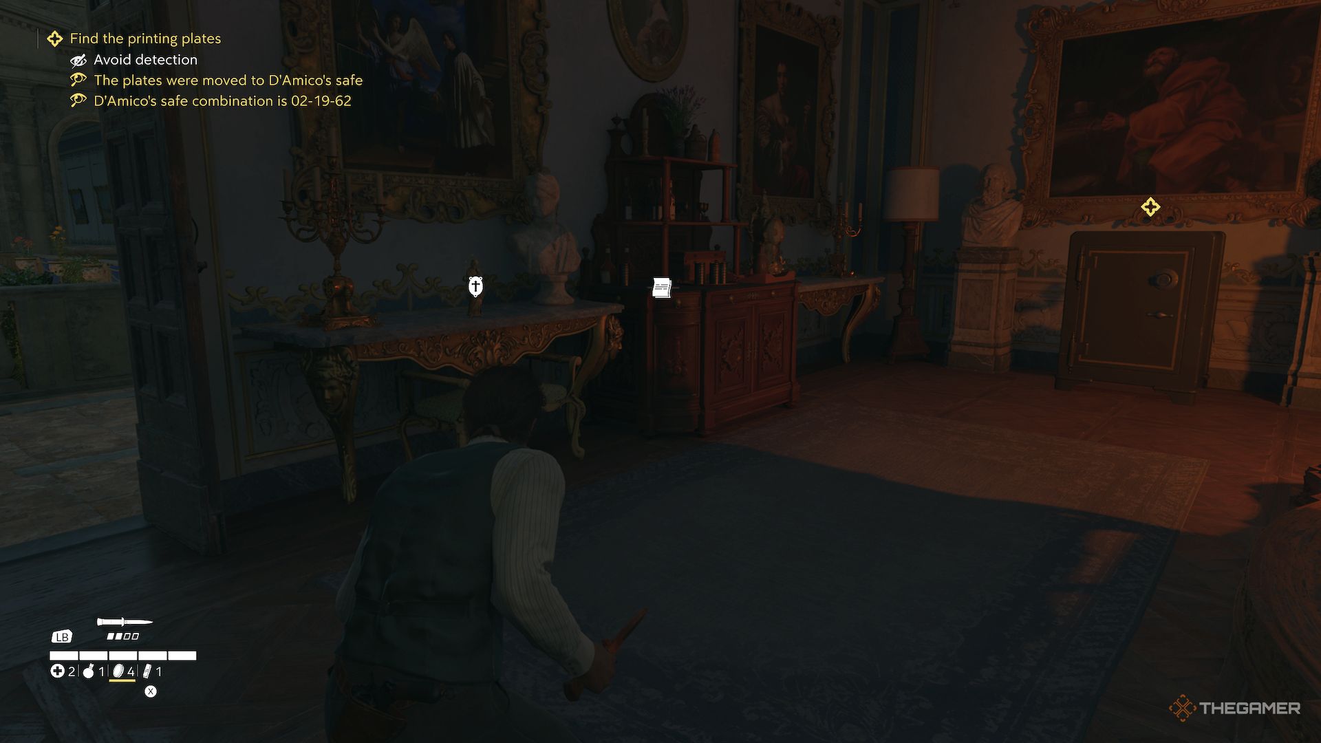 The magic between the bust and the candle in the D'AMICO office in the mafia in the old country.