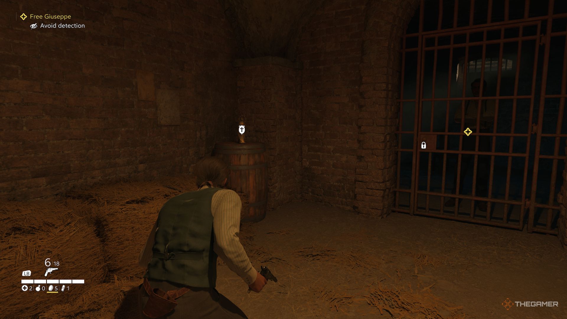 Magic next to Giuseppe cell in the Mafia in the Old Country.