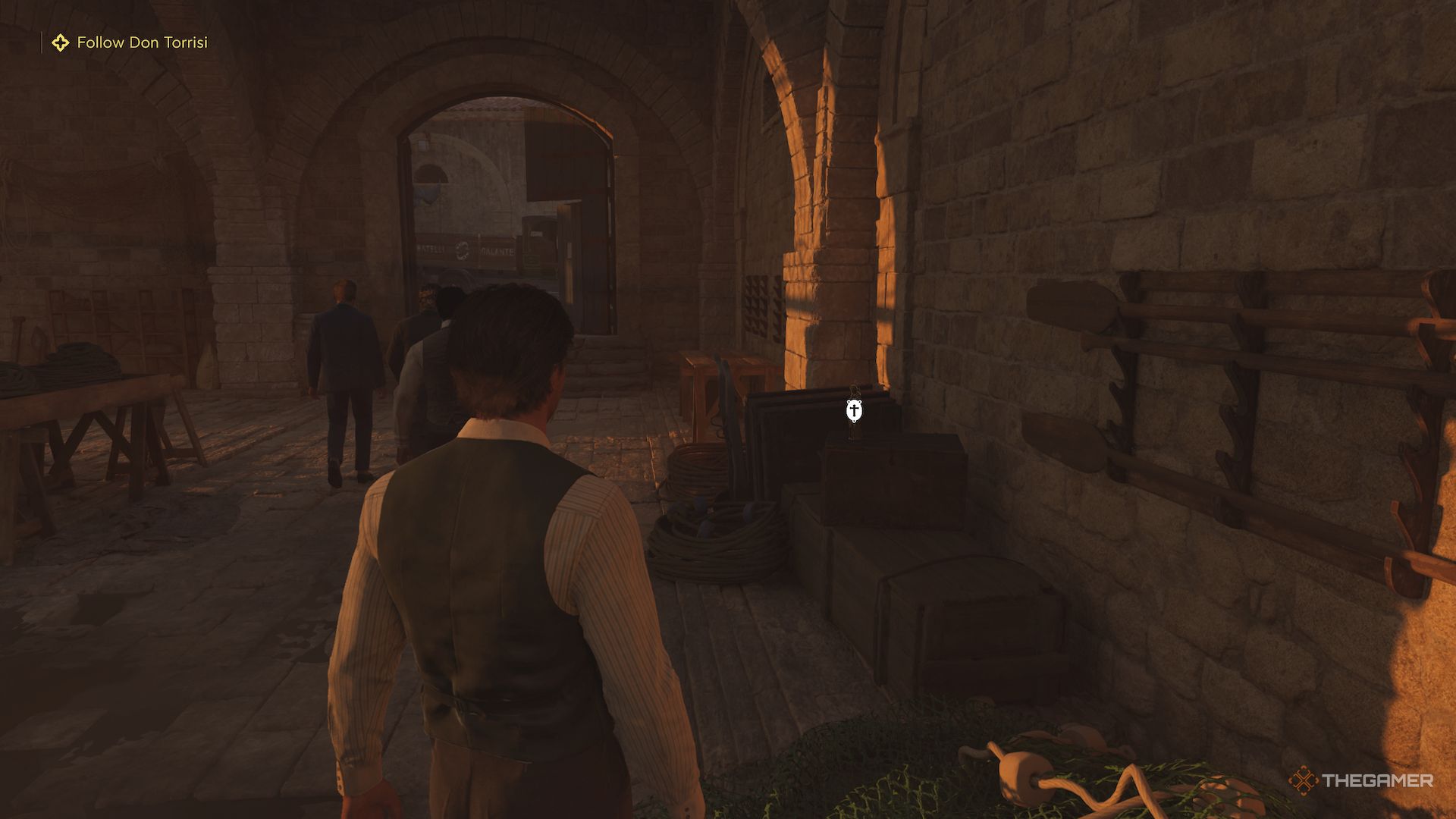 Spell on the box, near the wall in the mafia, old country.