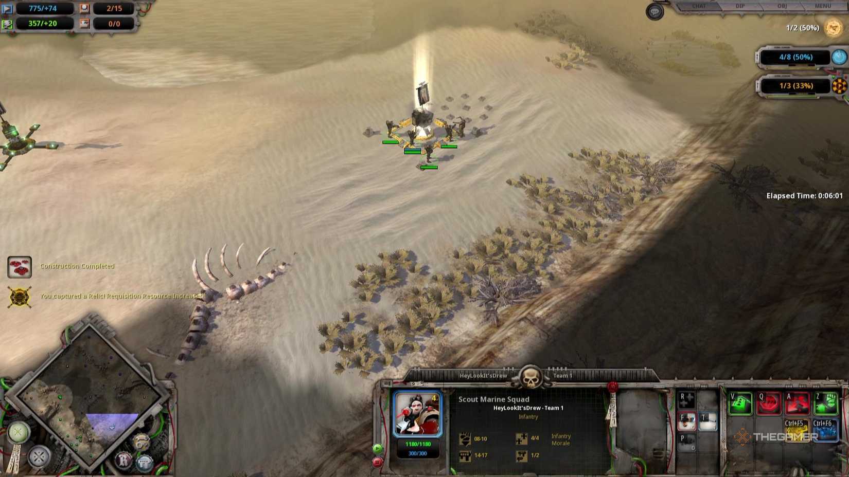 A group of Scout Marines capture a point in Warhammer 40000 Dawn of War Definitive Edition.
