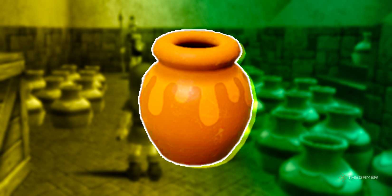 A pot with a honey like design from The Legend of Zelda Echoes of Wisdom.