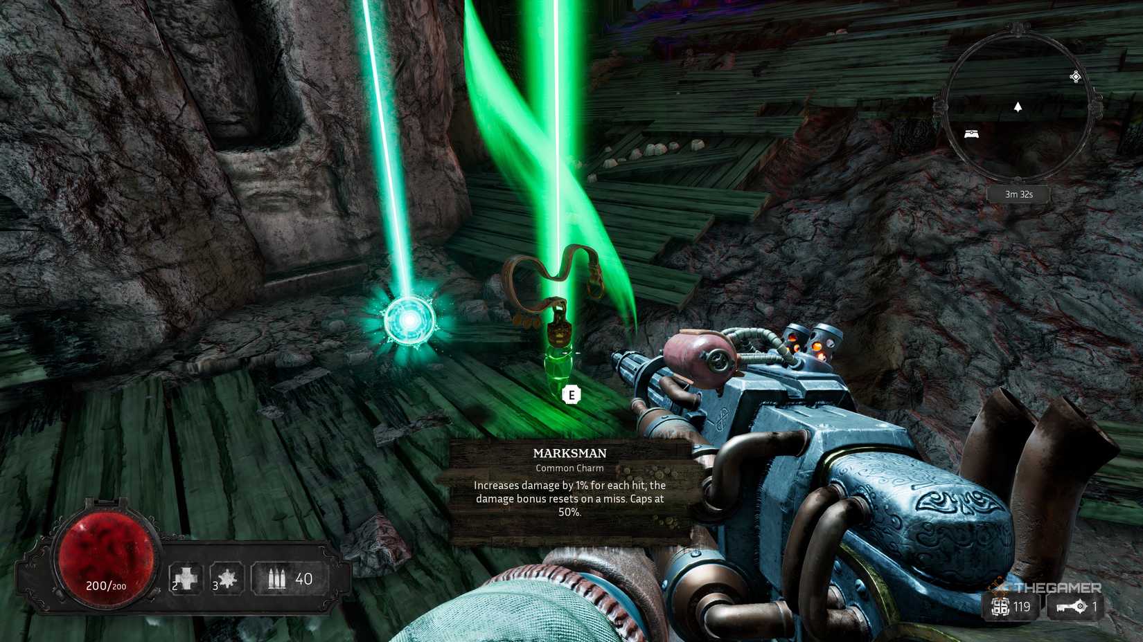 A player who picks up the charm of Marksman in ABYSSUS.