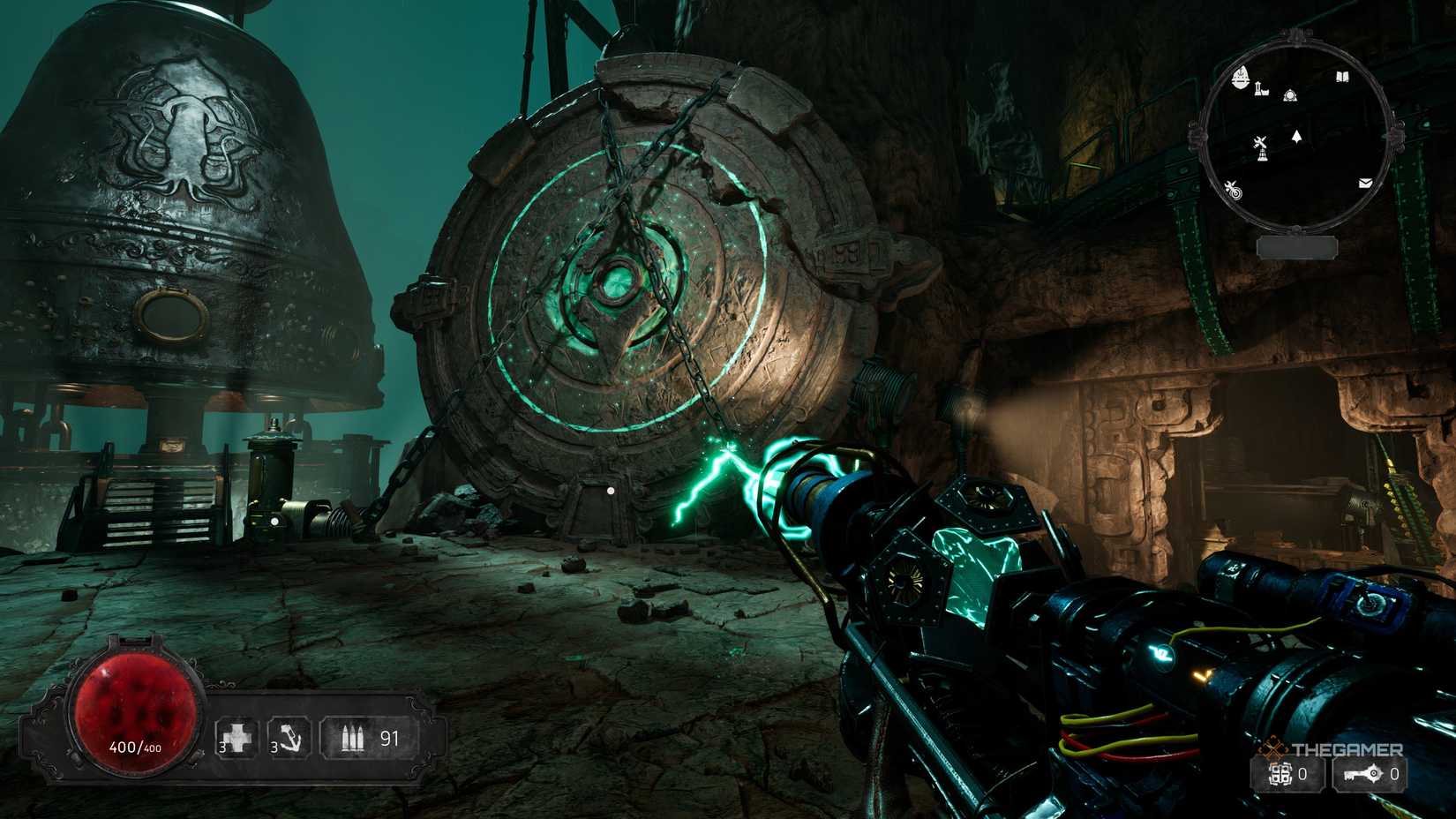 Tesla guns used in the lobby of Abyssus.