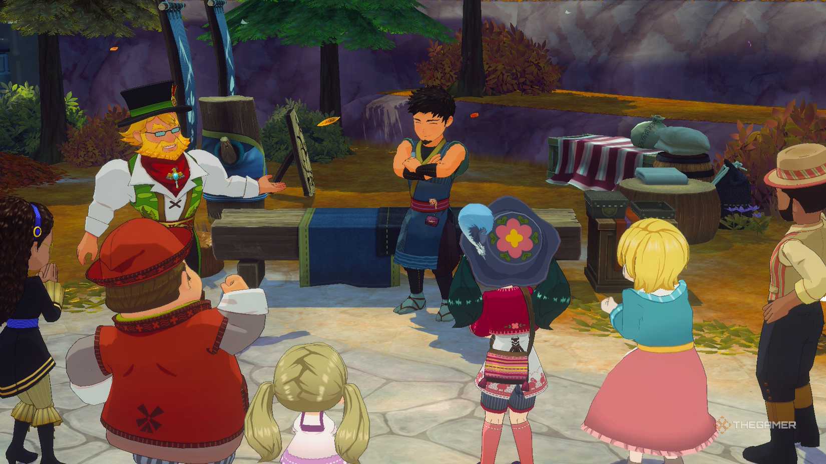 Arata opening his store at the bazaar in Story of Seasons Grand Bazaar.