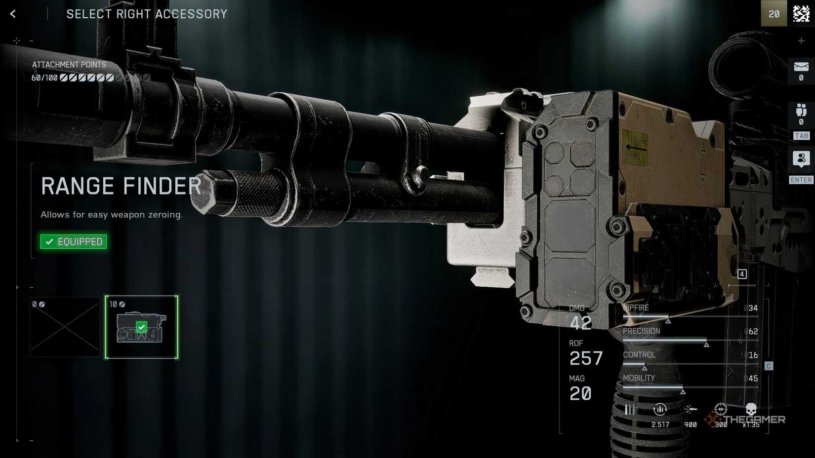 Rangefinder selected in the right weapon menu in Battlefield 6.